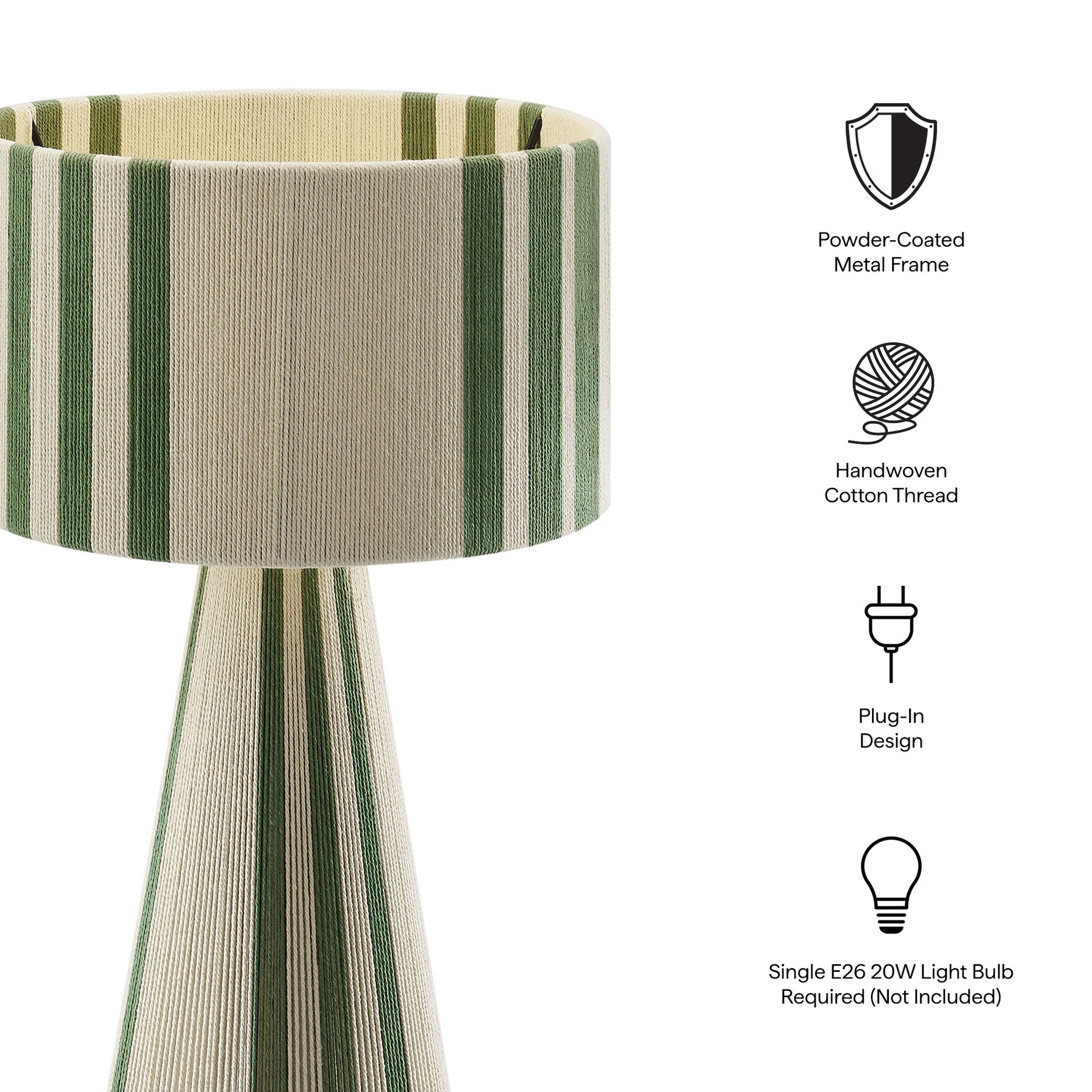 Gia Handwoven Cotton Thread Striped or Plain Table Lamp by Modway - Best Buy Furniture