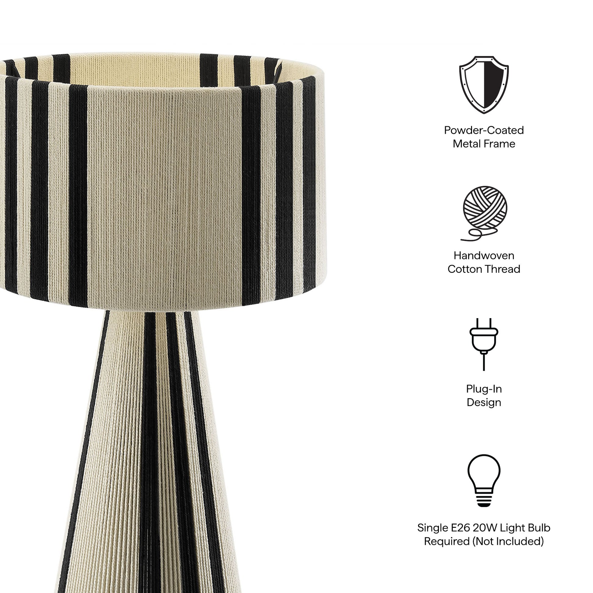 Gia Handwoven Cotton Thread Striped or Plain Table Lamp by Modway - Best Buy Furniture