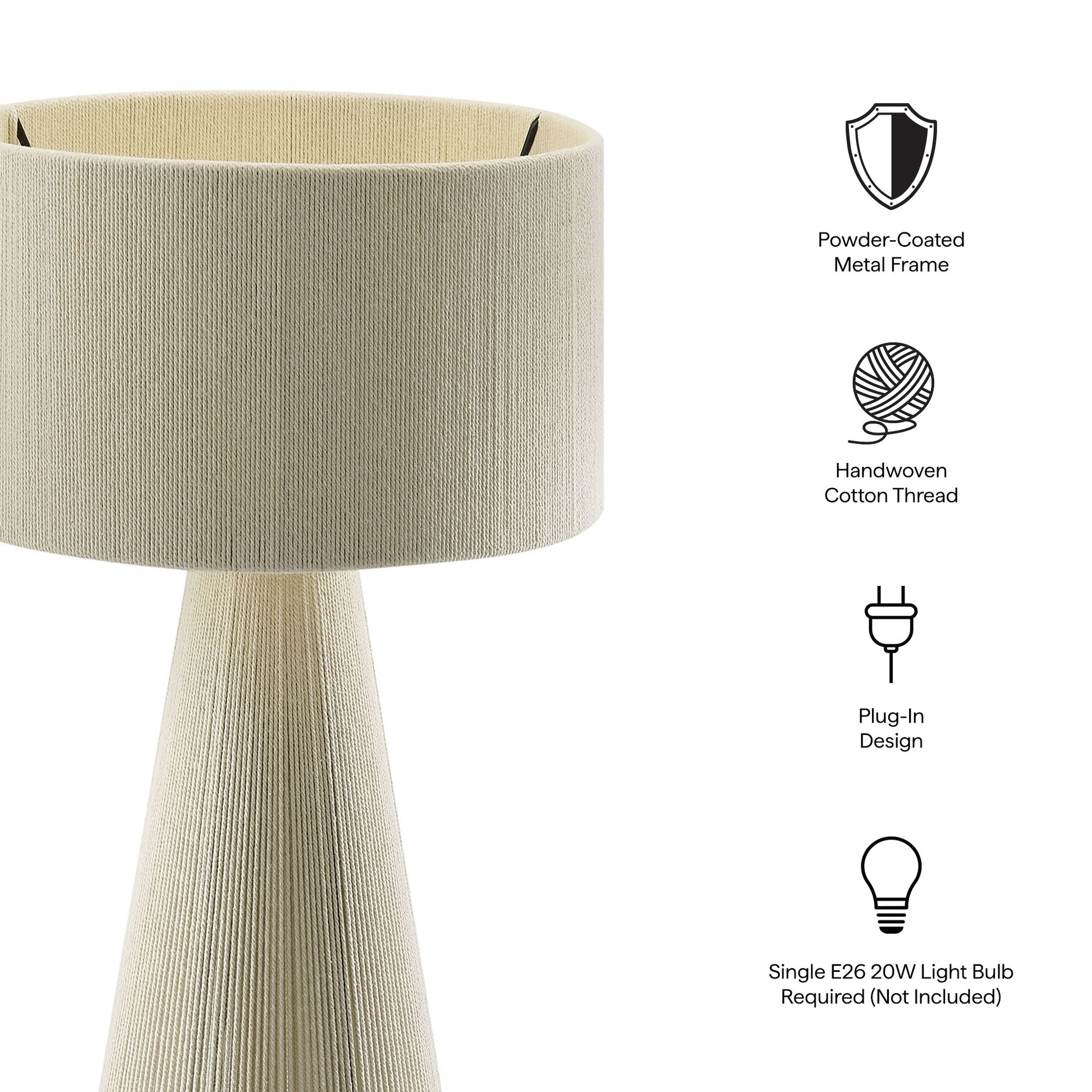 Gia Handwoven Cotton Thread Striped or Plain Table Lamp by Modway - Best Buy Furniture