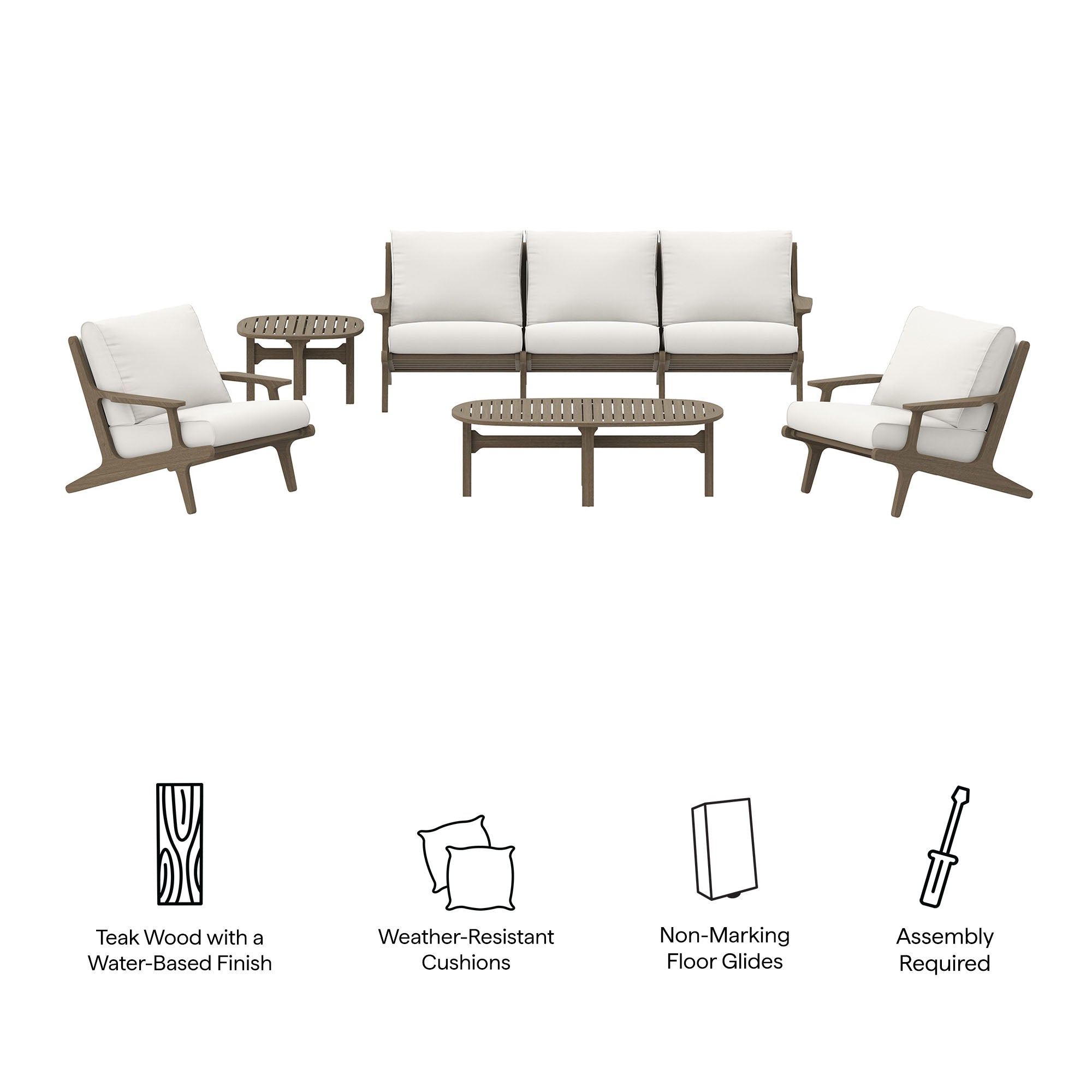 Saratoga 4-Piece Outdoor Patio Teak Wood Furniture Set by Modway