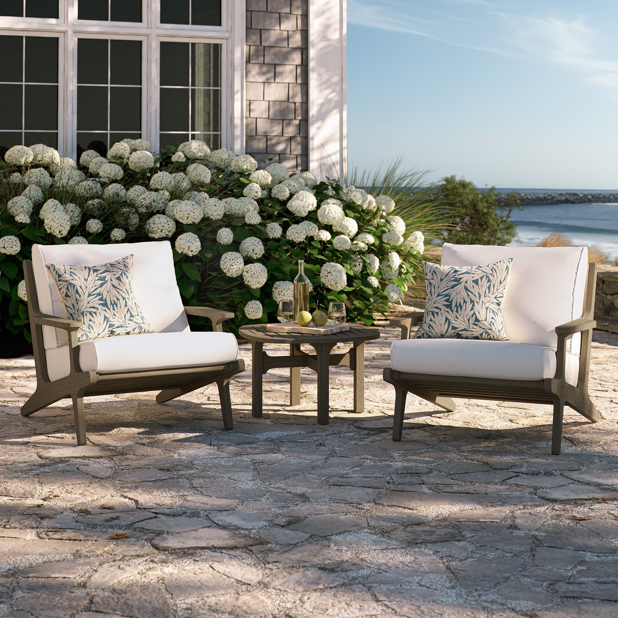 Saratoga 3-Piece Outdoor Patio Teak Wood Furniture Set with Lounge Chairs and Side Table by Modway