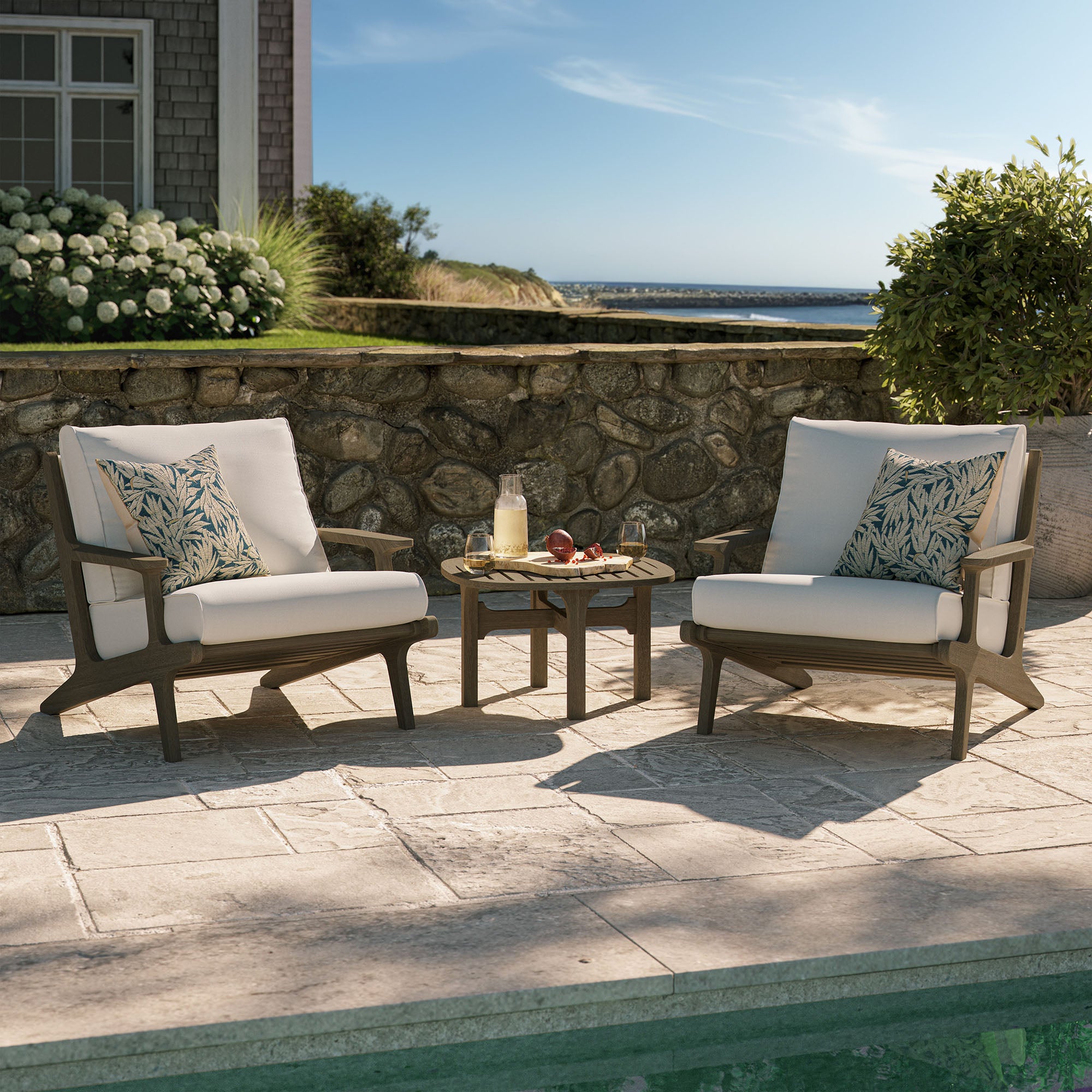 Saratoga 3-Piece Outdoor Patio Teak Wood Furniture Set with Lounge Chairs and Side Table by Modway