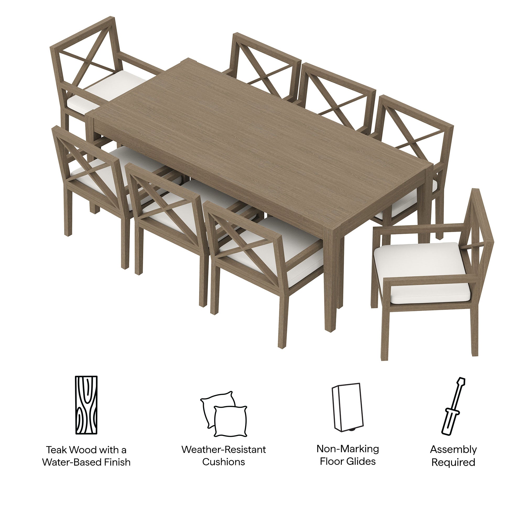 Northlake 9-Piece Outdoor Patio Teak Wood Dining Set by Modway