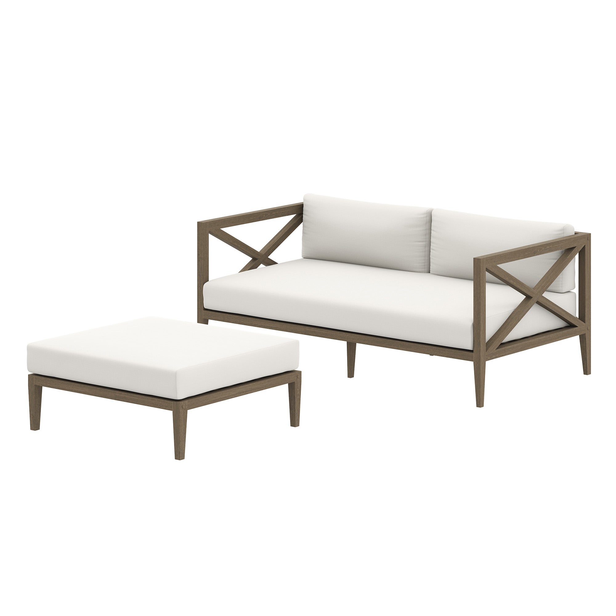 Northlake Outdoor Patio Teak Wood Loveseat and Ottoman Set by Modway - Best Buy Furniture