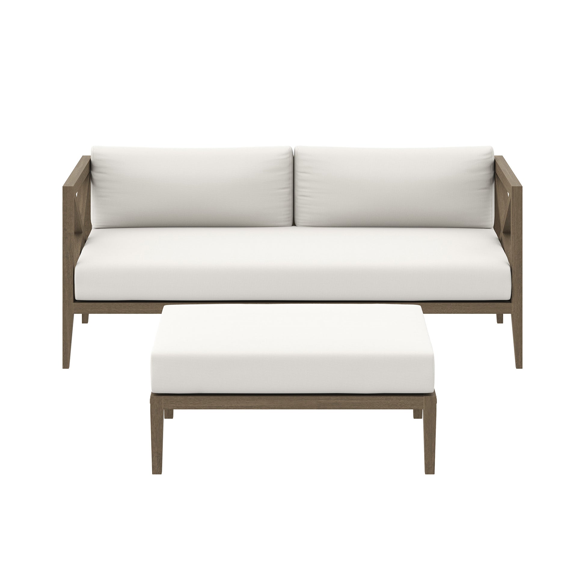 Northlake Outdoor Patio Teak Wood Loveseat and Ottoman Set by Modway - Best Buy Furniture