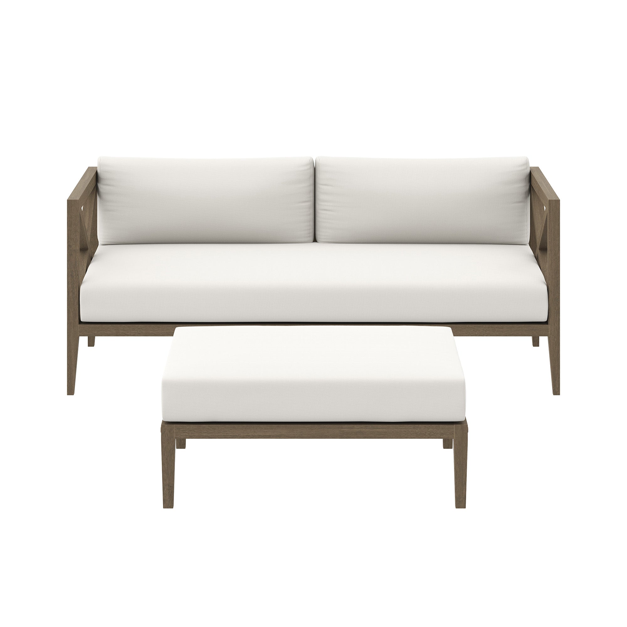 Northlake Outdoor Patio Teak Wood Loveseat and Ottoman Set by Modway - Best Buy Furniture