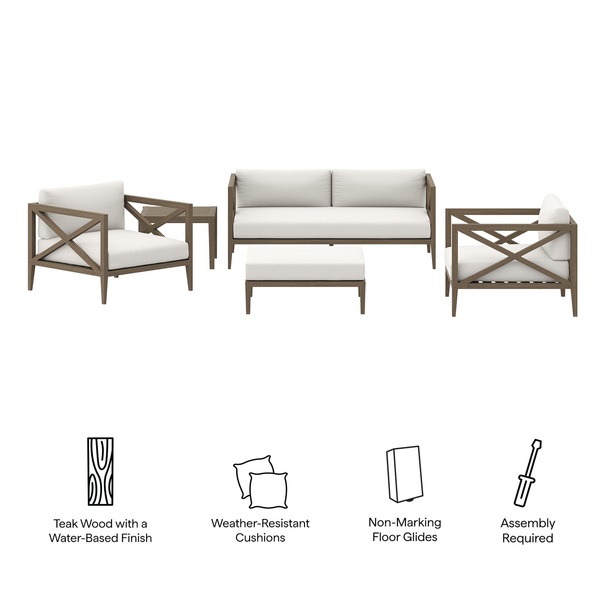 Northlake 5-Piece Outdoor Patio Teak Wood Furniture Set by Modway - Best Buy Furniture