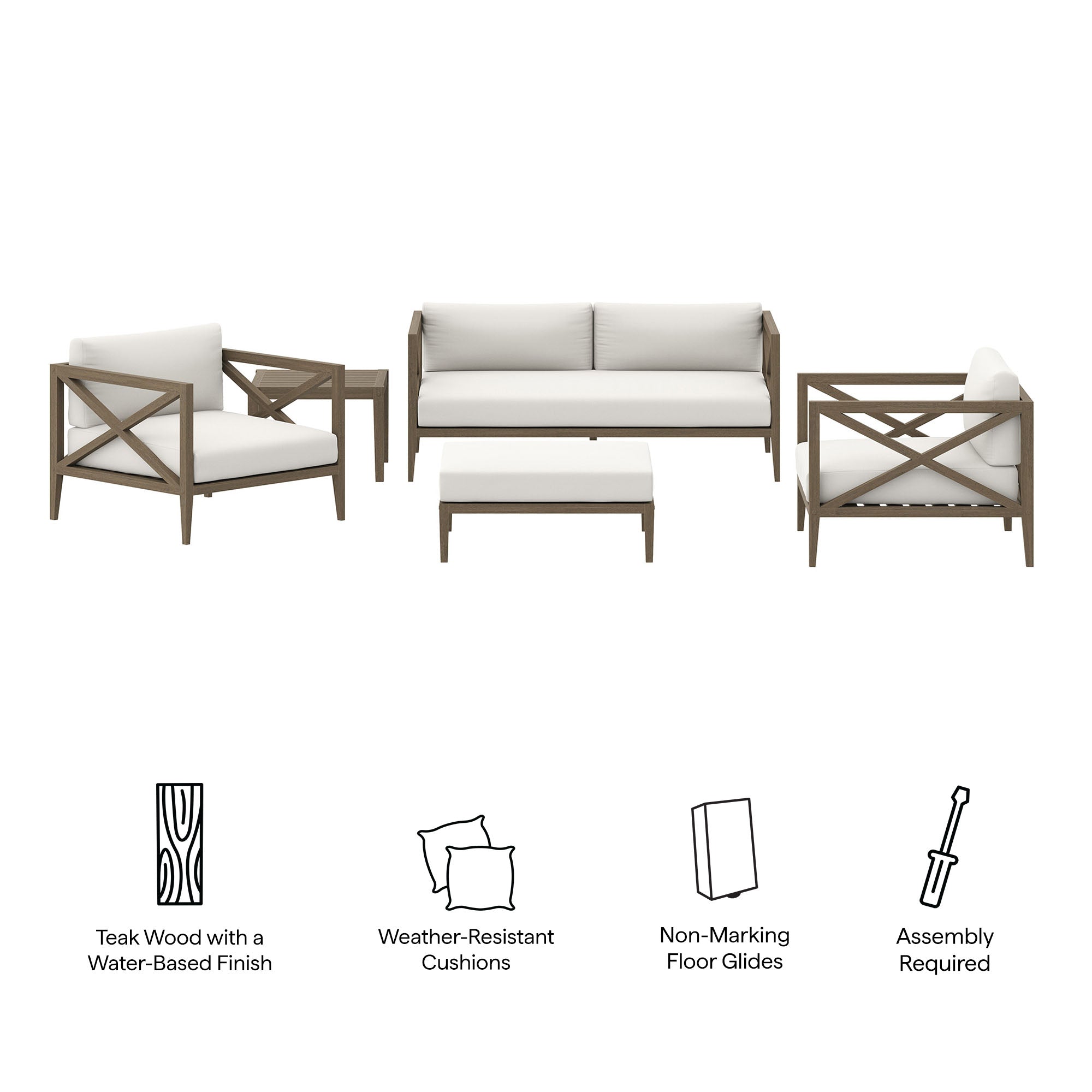 Northlake 5-Piece Outdoor Patio Teak Wood Furniture Set by Modway - Best Buy Furniture