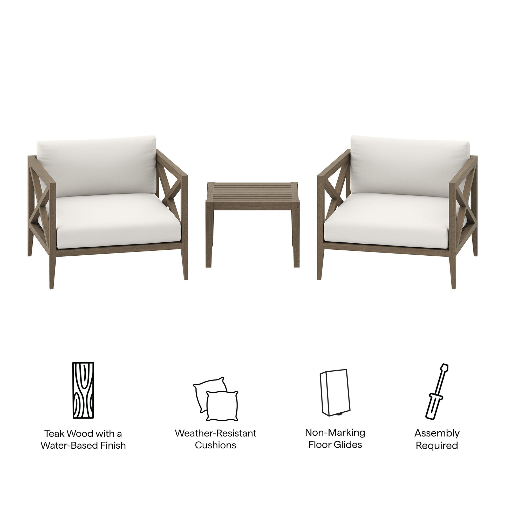Northlake 3-Piece Outdoor Patio Teak Wood Furniture Set with Armchair and Side Table by Modway - Best Buy Furniture