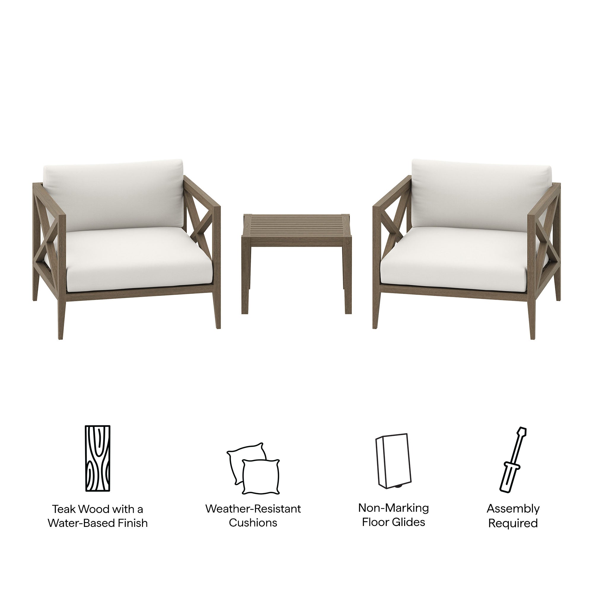 Northlake 3-Piece Outdoor Patio Teak Wood Furniture Set with Armchair and Side Table by Modway - Best Buy Furniture