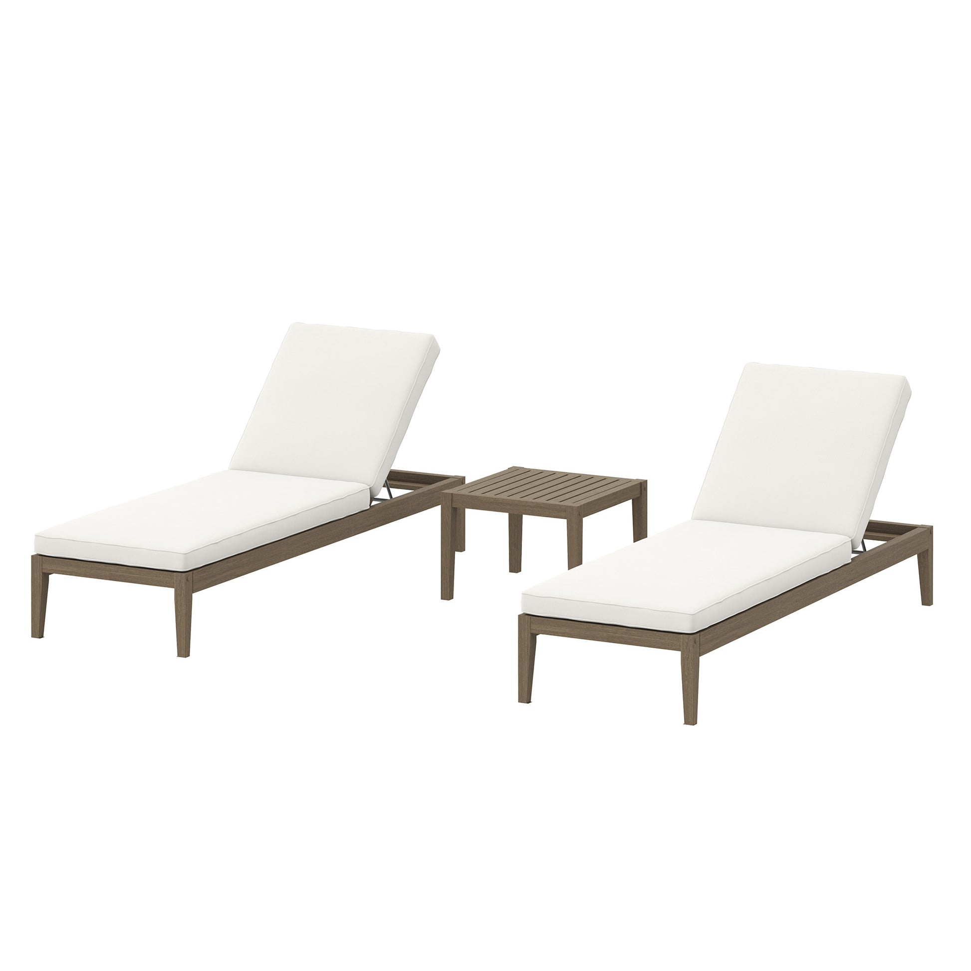 Northlake 3-Piece Outdoor Patio Teak Wood Furniture Set with Chaise Lounges and Side Table by Modway - Best Buy Furniture