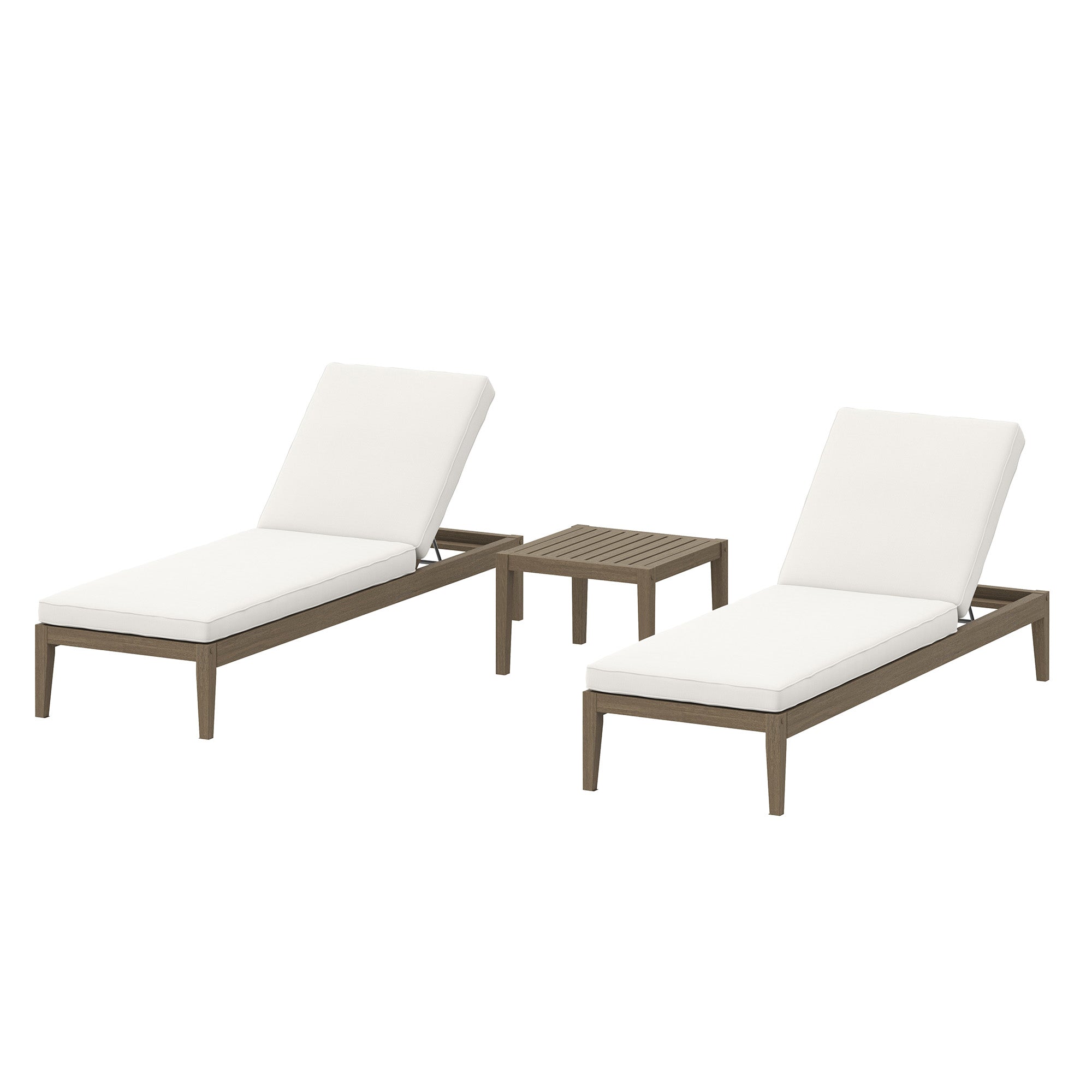 Northlake 3-Piece Outdoor Patio Teak Wood Furniture Set with Chaise Lounges and Side Table by Modway - Best Buy Furniture