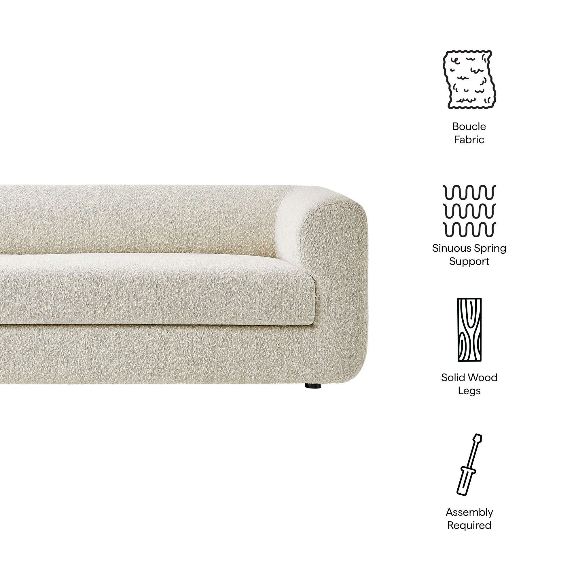 Leif 89" Boucle Upholstered Sofa by Modway - Best Buy Furniture