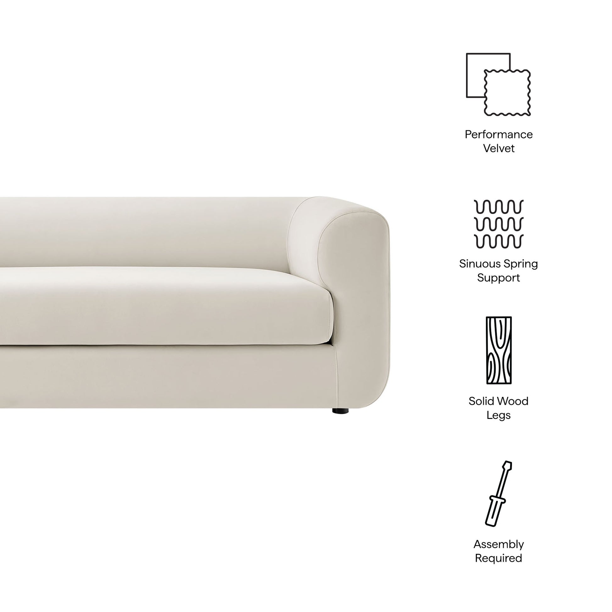 Leif 89" Performance Velvet Upholstered Sofa by Modway - Best Buy Furniture