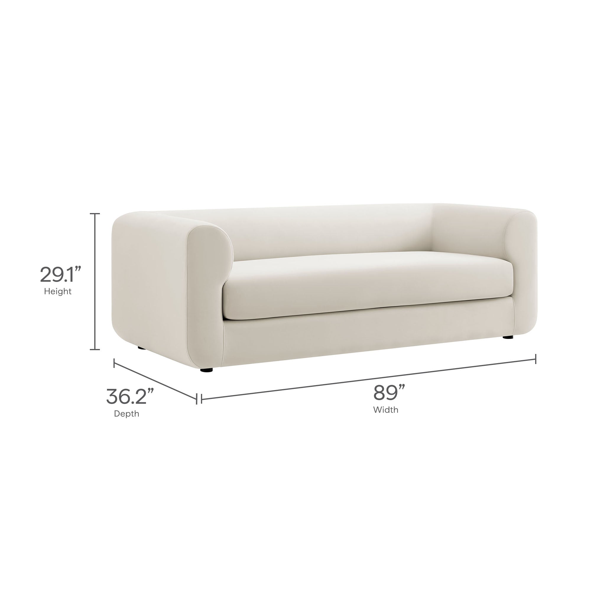 Leif 89" Performance Velvet Upholstered Sofa by Modway - Best Buy Furniture