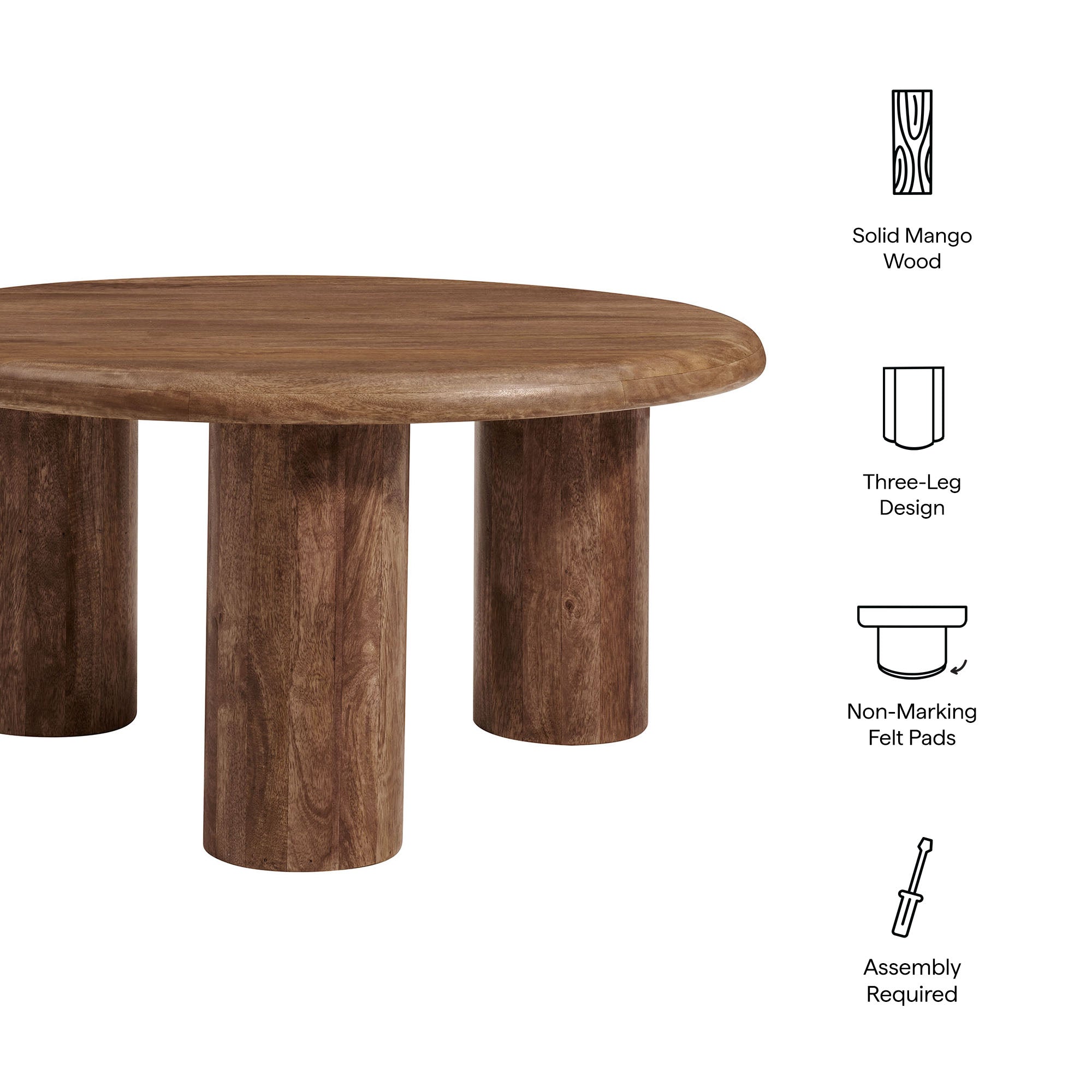 Mavina Round Mango Wood Coffee Table by Modway