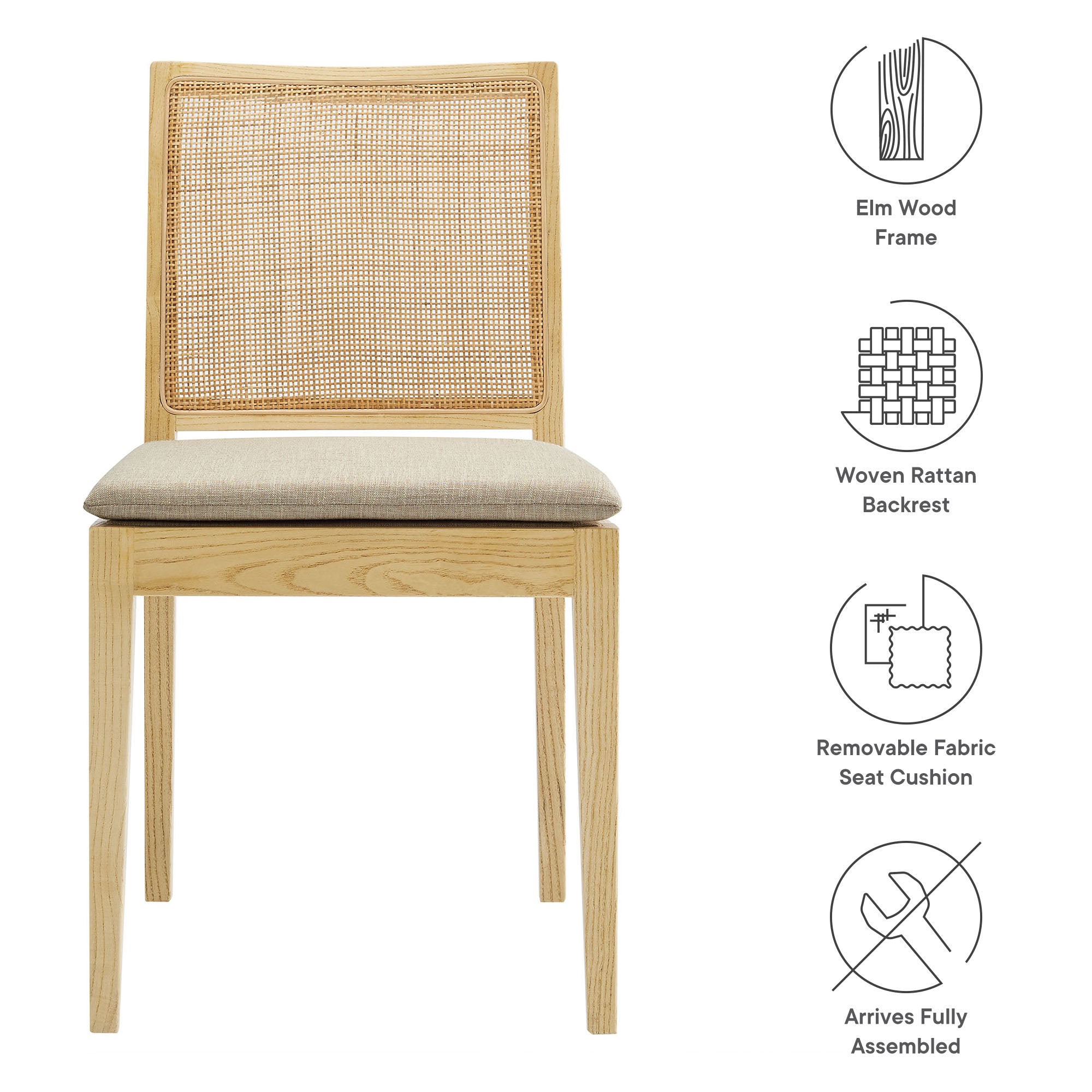 Ovard Wood and Rattan Dining Chair by Modway - Best Buy Furniture