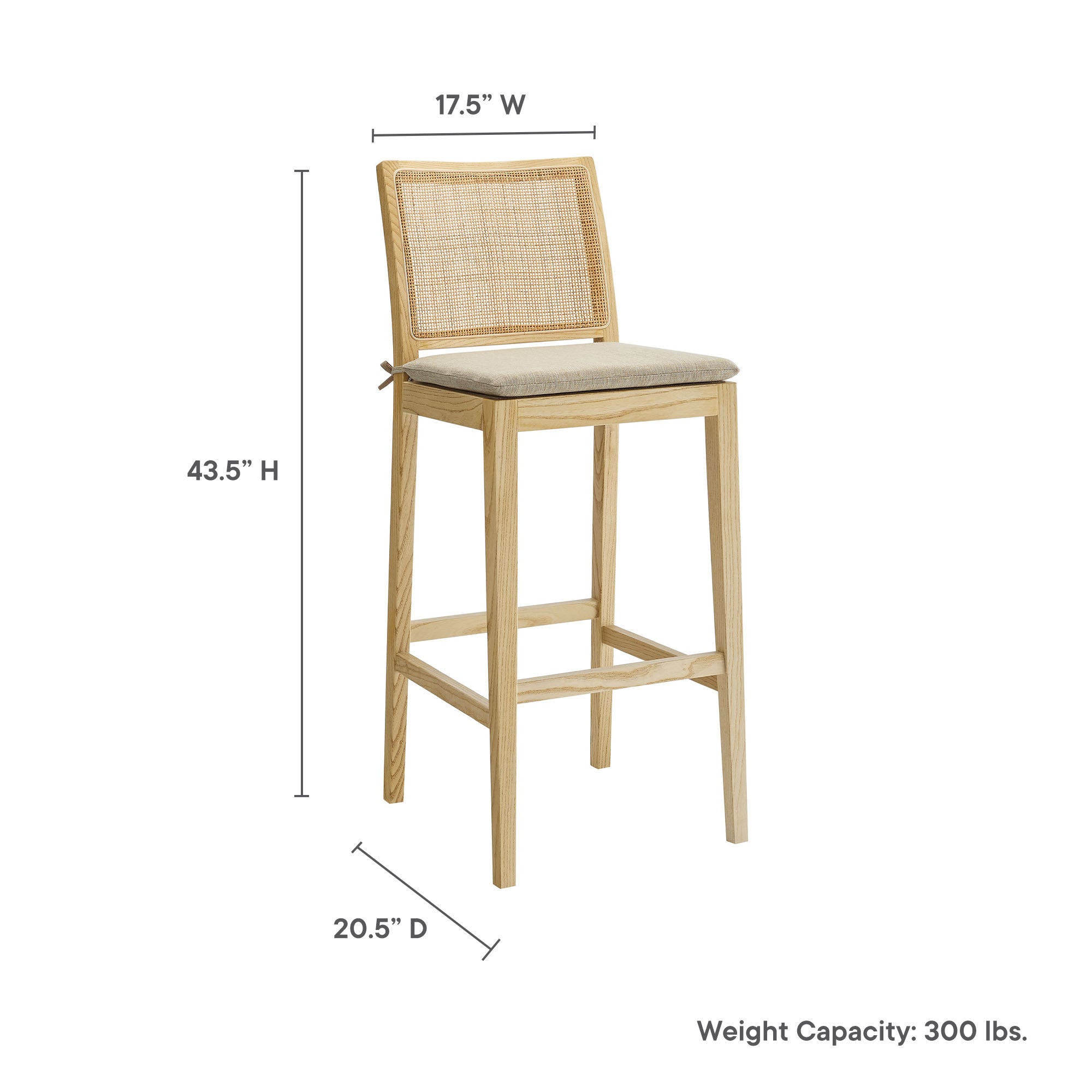 Ovard Wood and Rattan Bar Stool by Modway - Best Buy Furniture