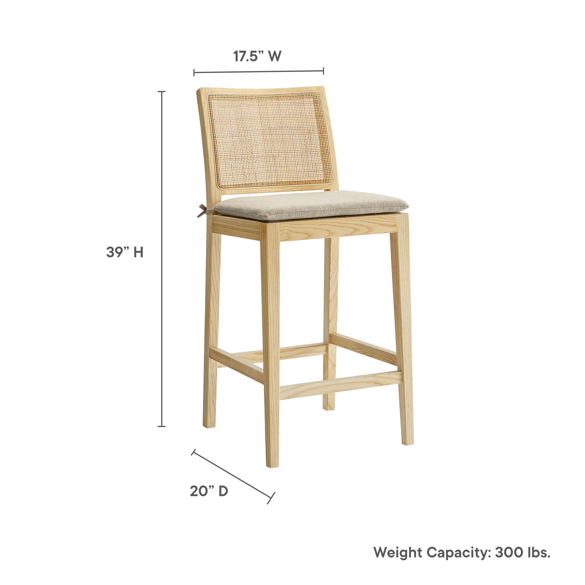 Ovard Wood and Rattan Counter Stool by Modway - Best Buy Furniture