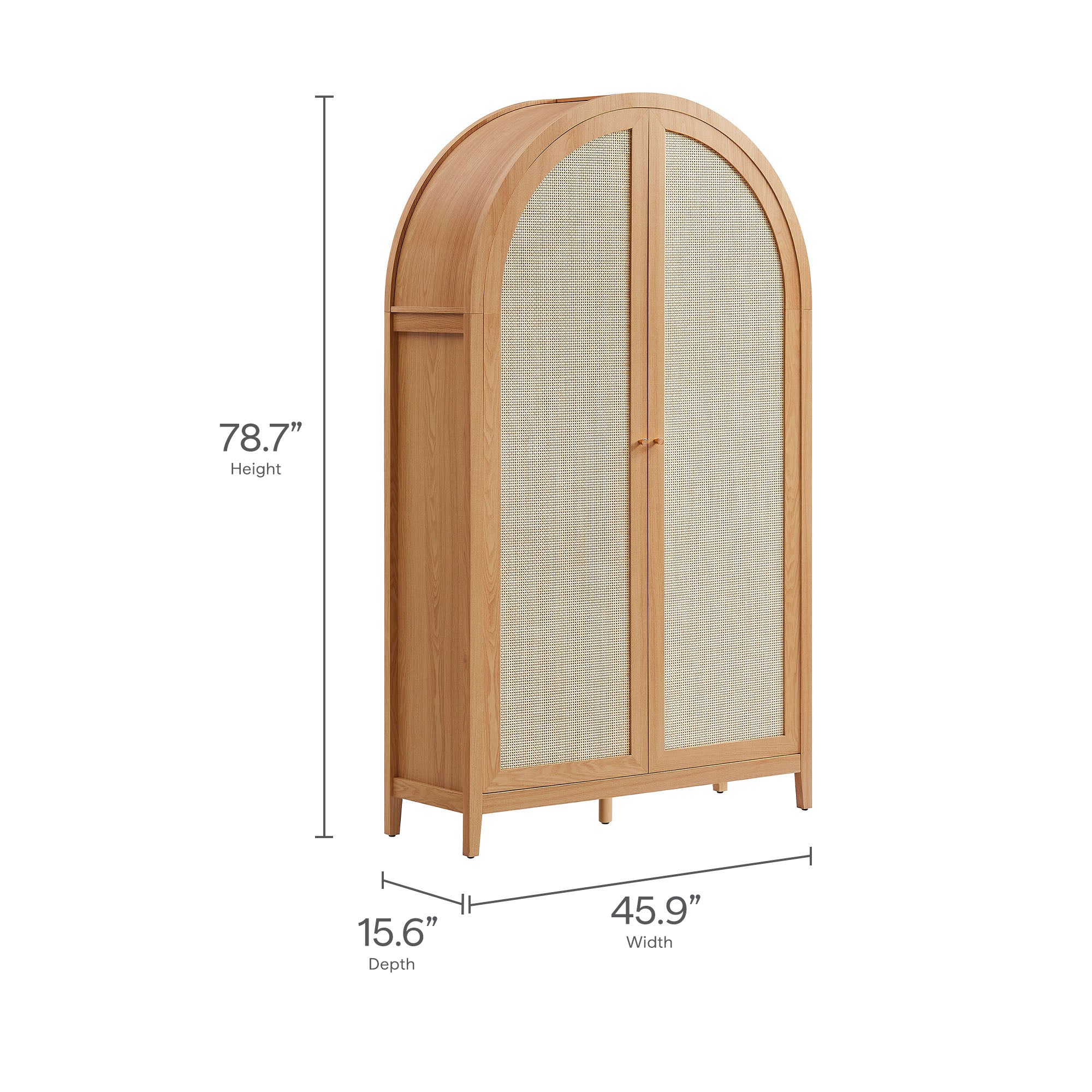 Calista 79" Tall Wide Rattan Arched Storage Cabinet by Modway