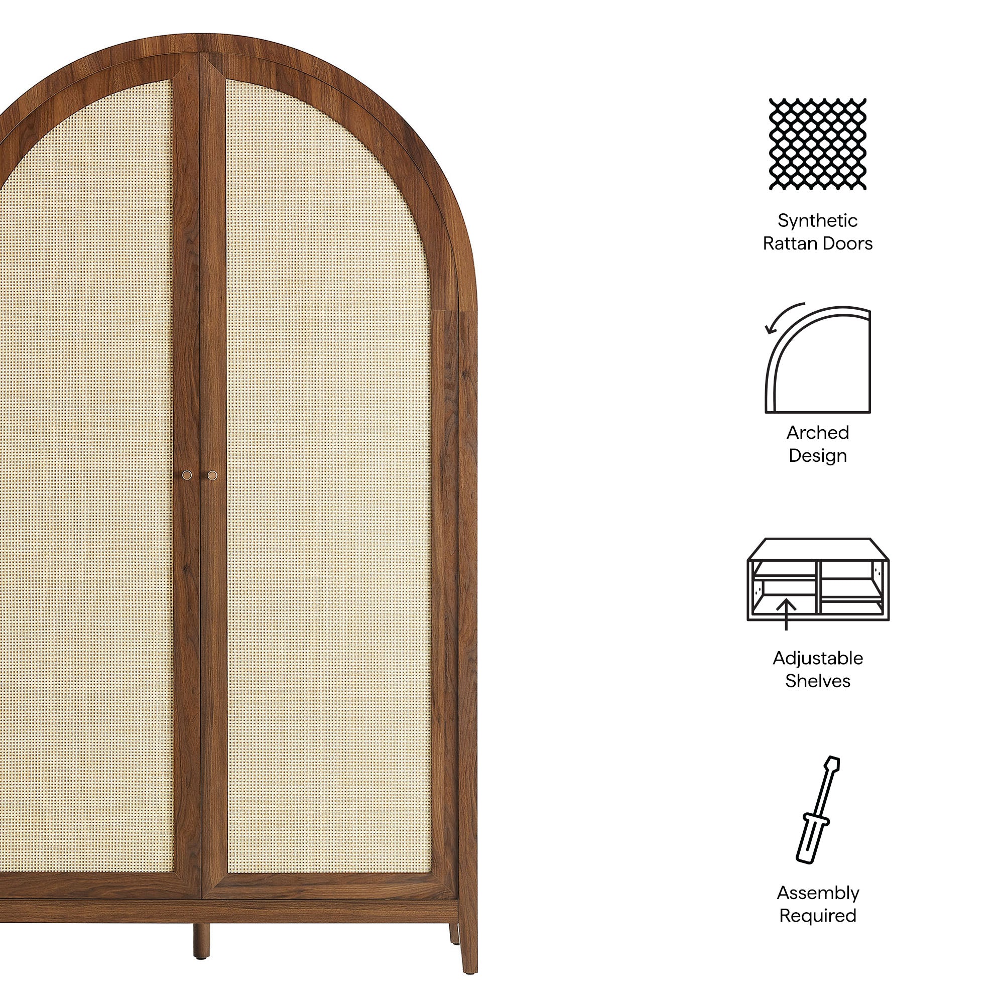 Calista 79" Tall Wide Rattan Arched Storage Cabinet by Modway