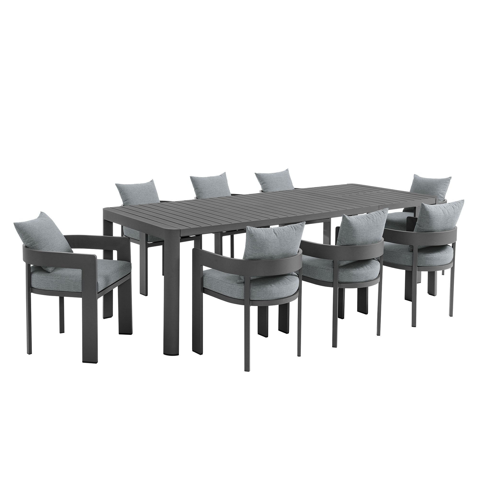 Tahoe 9-Piece Outdoor Patio Aluminum Dining Set With Extendable Table by Modway