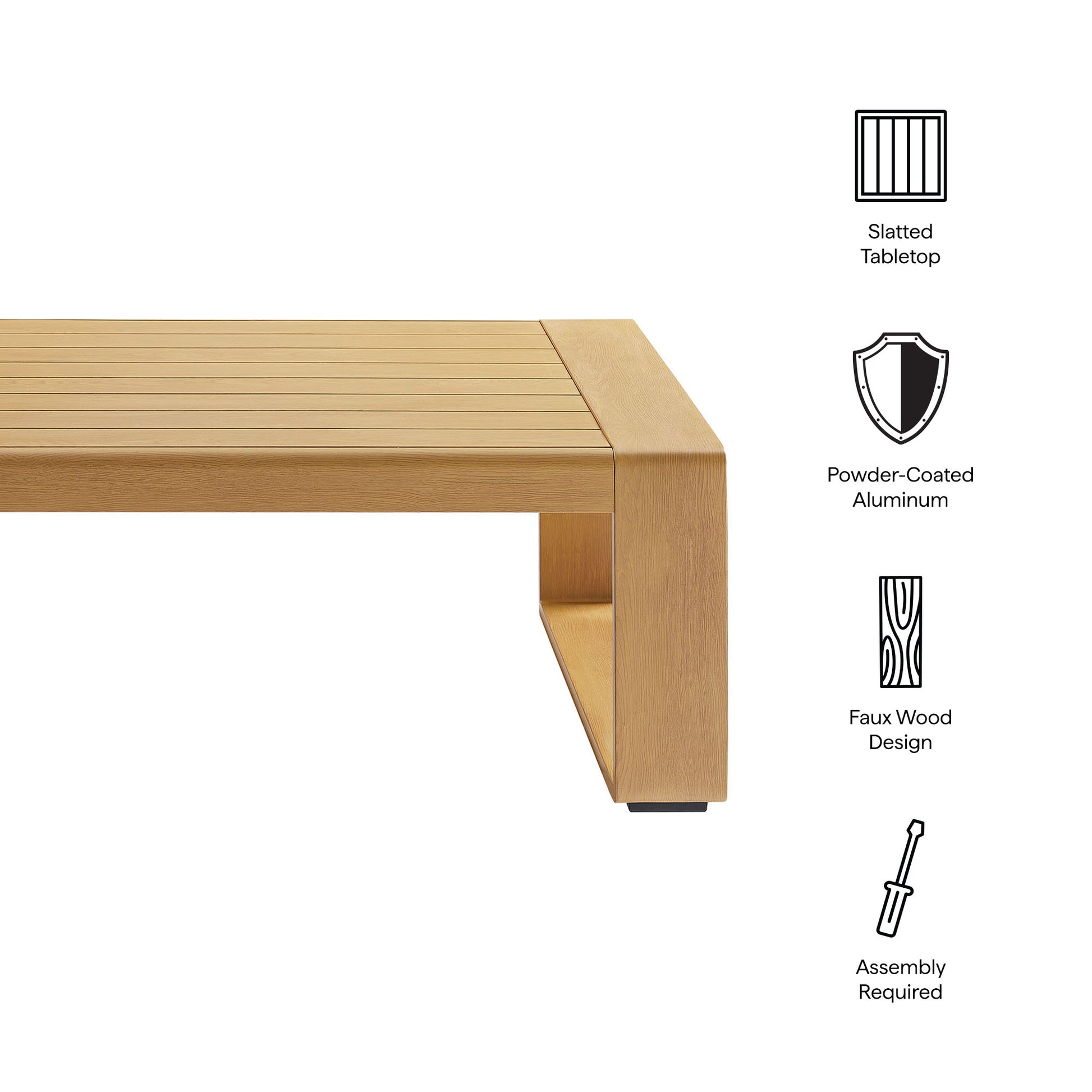 Lirienne Outdoor Patio Aluminum Faux Wood Coffee Table by Modway - Best Buy Furniture