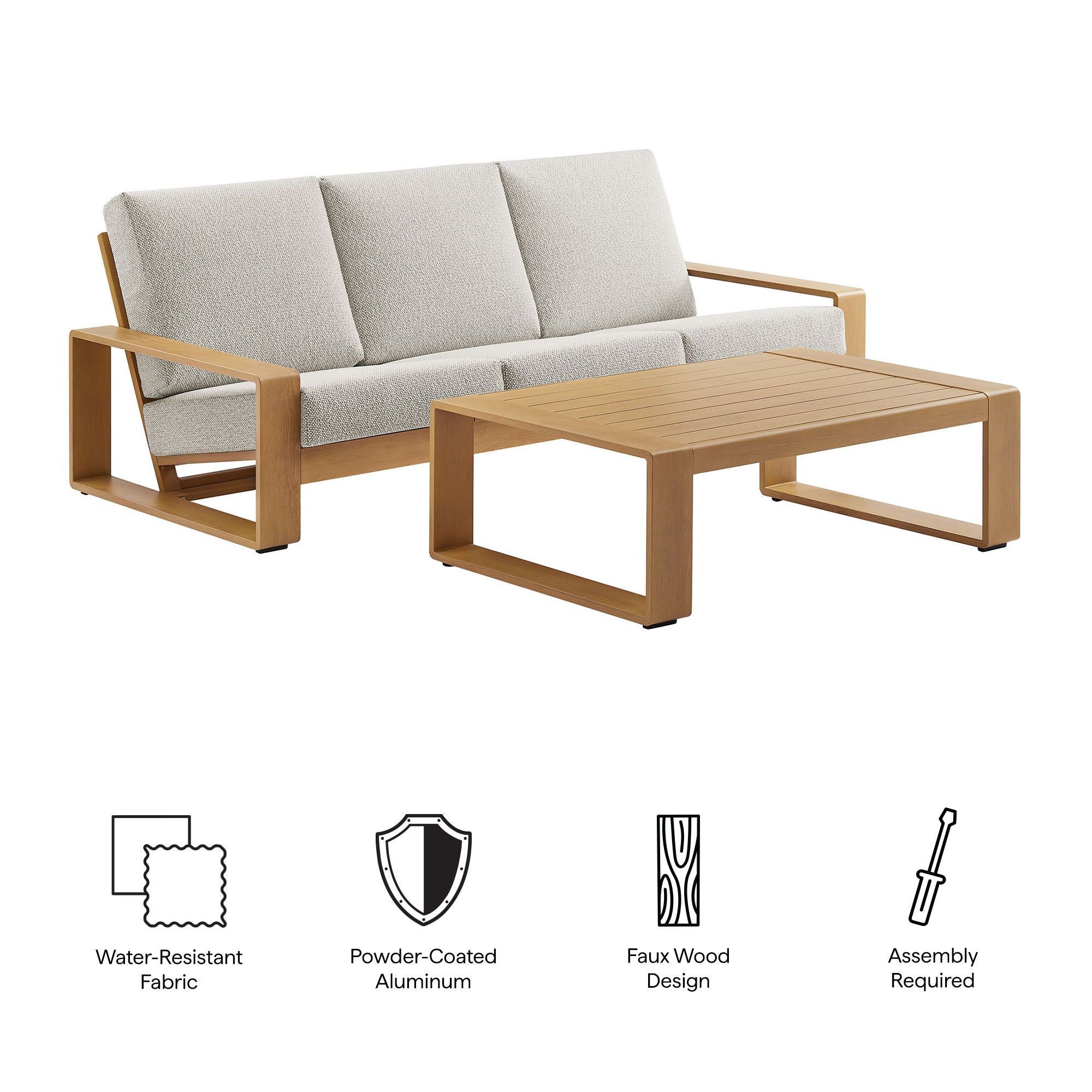 Lirienne 2-Piece Outdoor Patio Aluminum Faux Wood Furniture Set by Modway