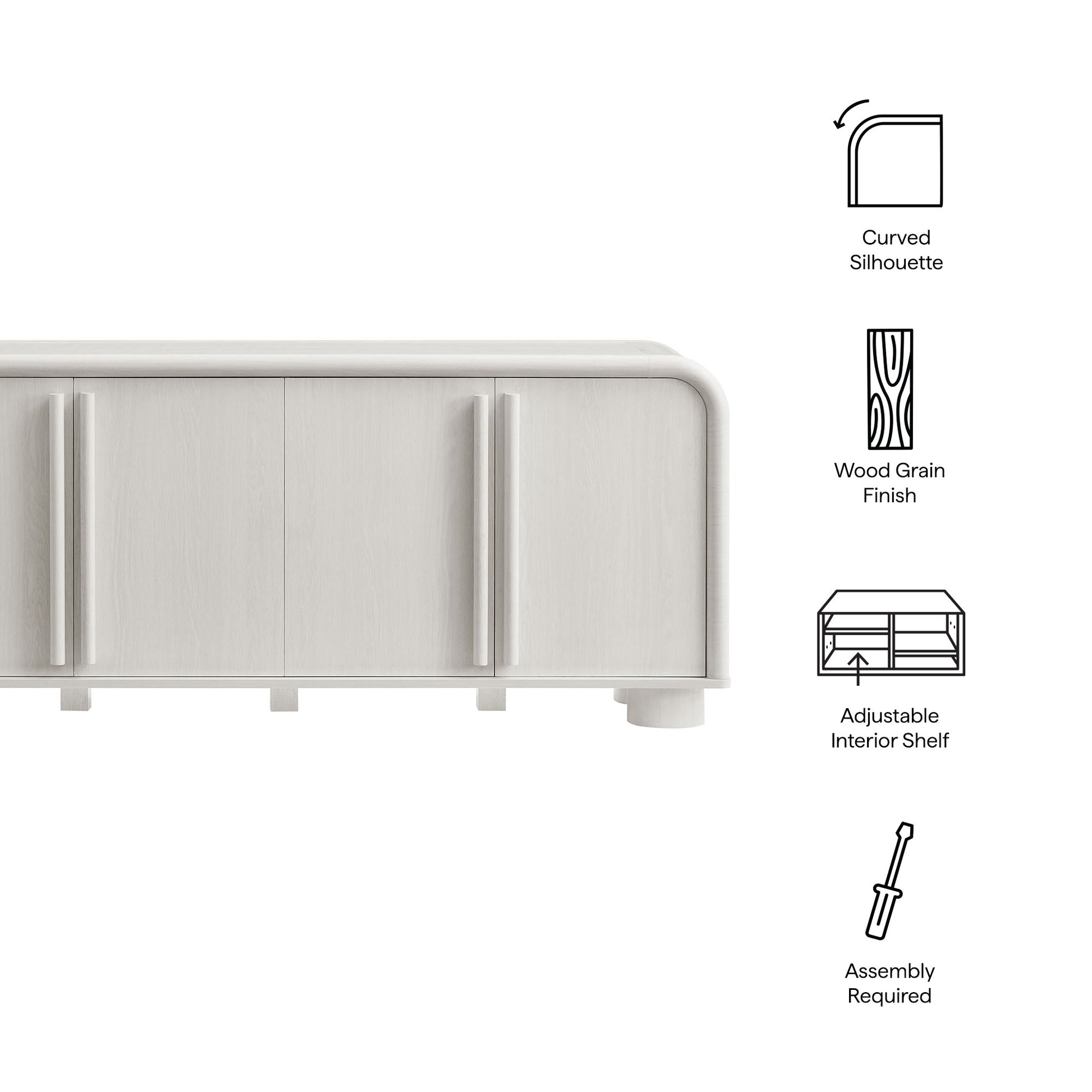 Bellamy Curved 4-Door Sideboard Cabinet by Modway - Best Buy Furniture