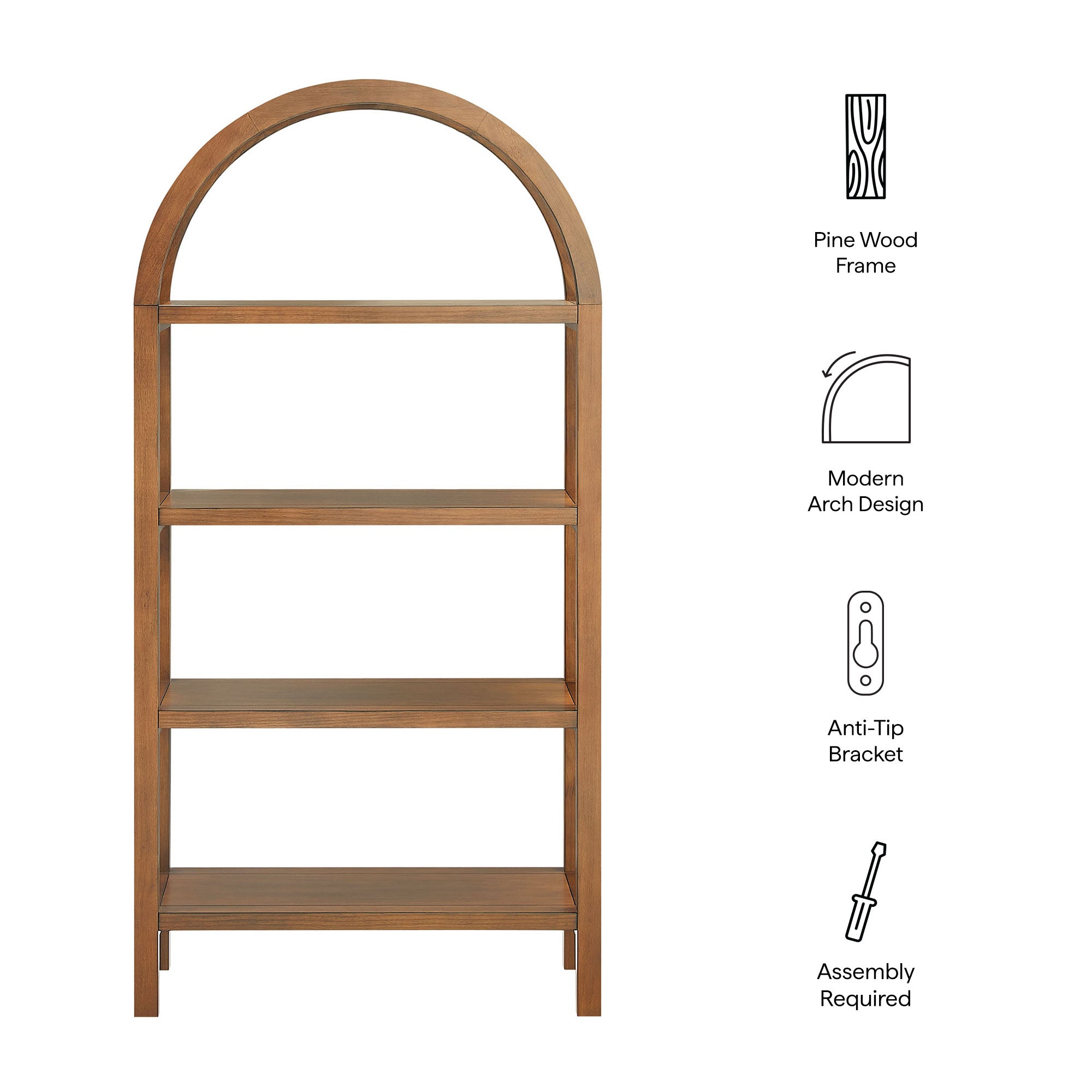 Vexley 60 Inch Arched Bookshelf by Modway