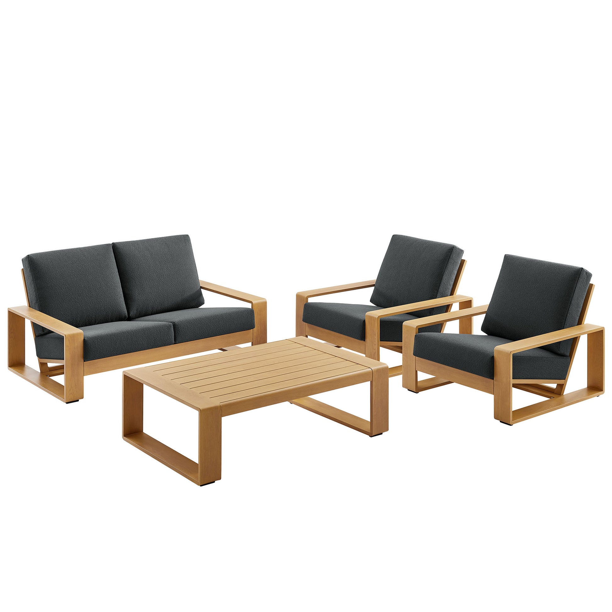 Lirienne 4-Piece Outdoor Patio Aluminum Faux Wood Furniture Set by Modway - Best Buy Furniture