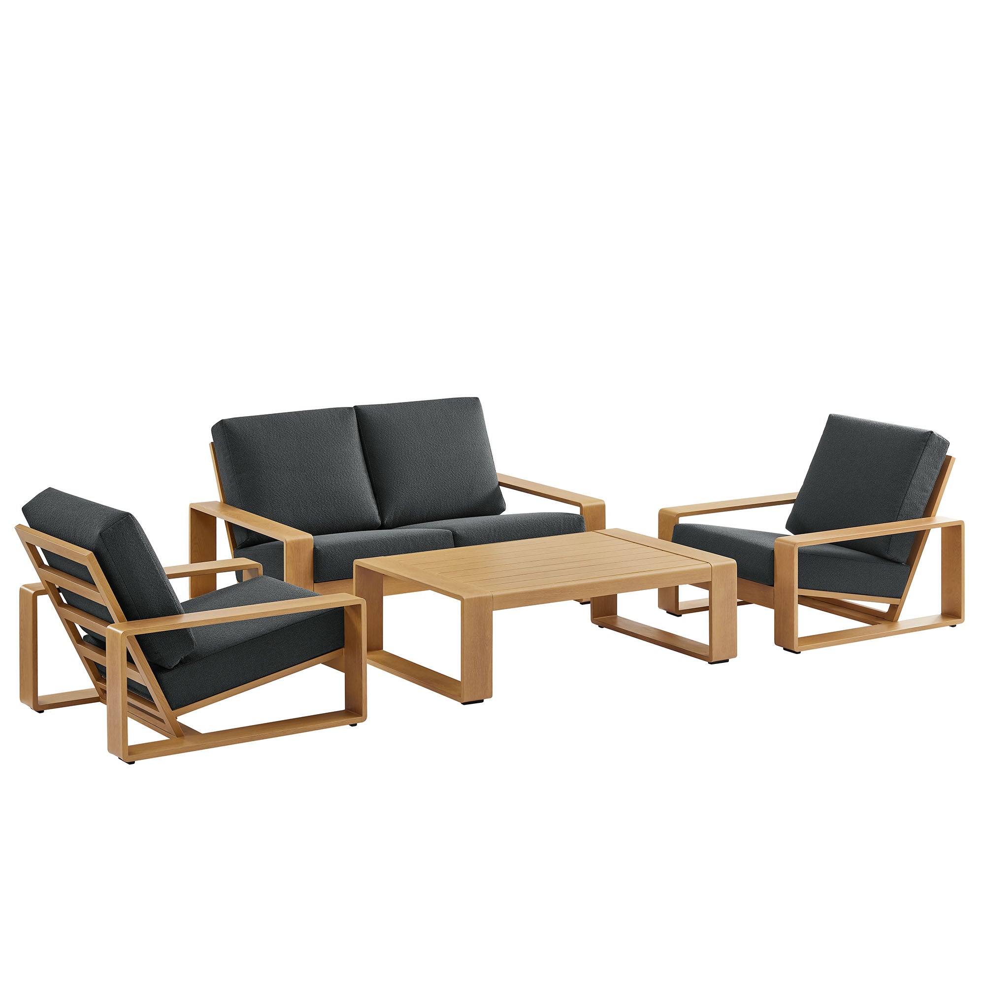 Lirienne 4-Piece Outdoor Patio Aluminum Faux Wood Furniture Set by Modway - Best Buy Furniture
