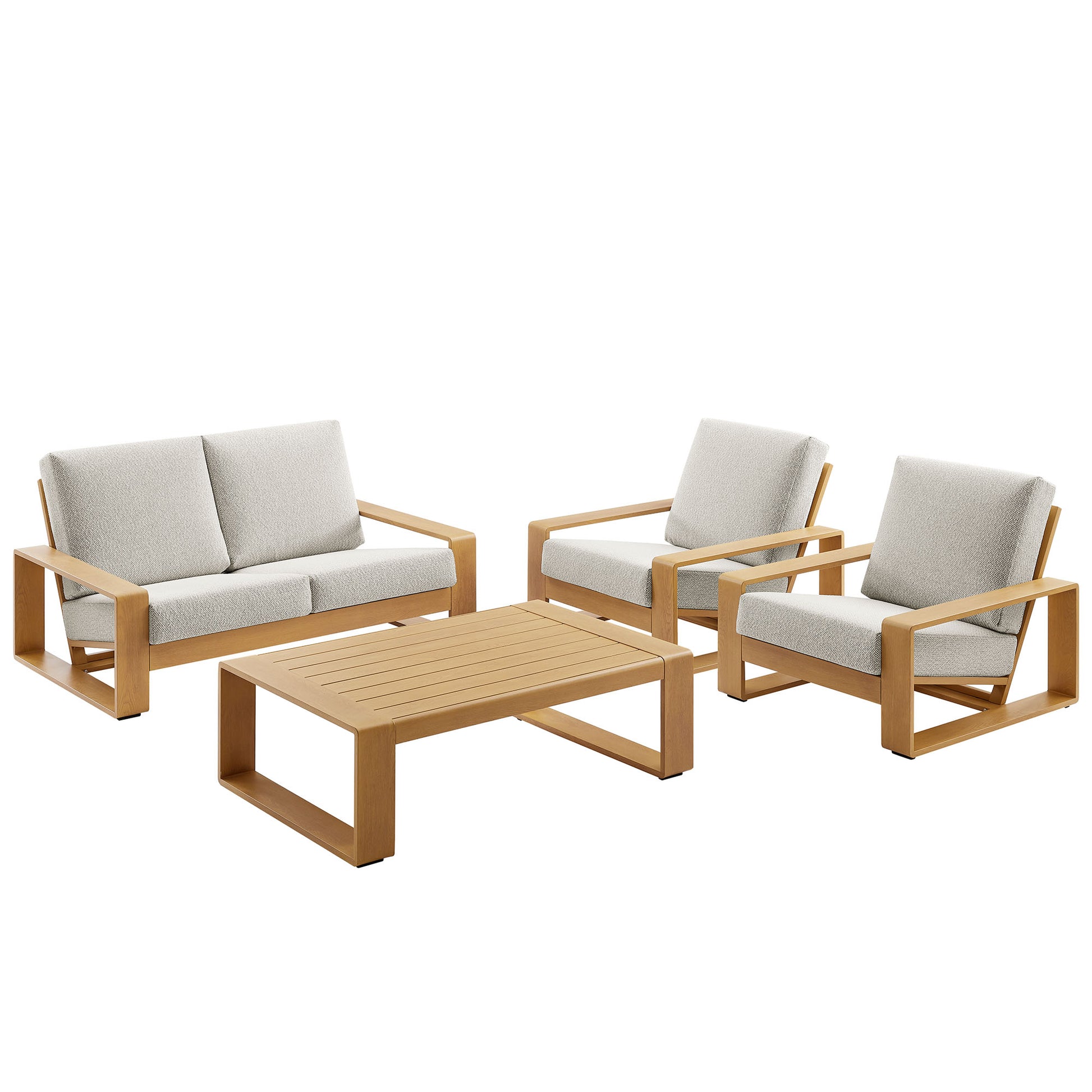 Lirienne 4-Piece Outdoor Patio Aluminum Faux Wood Furniture Set by Modway - Best Buy Furniture