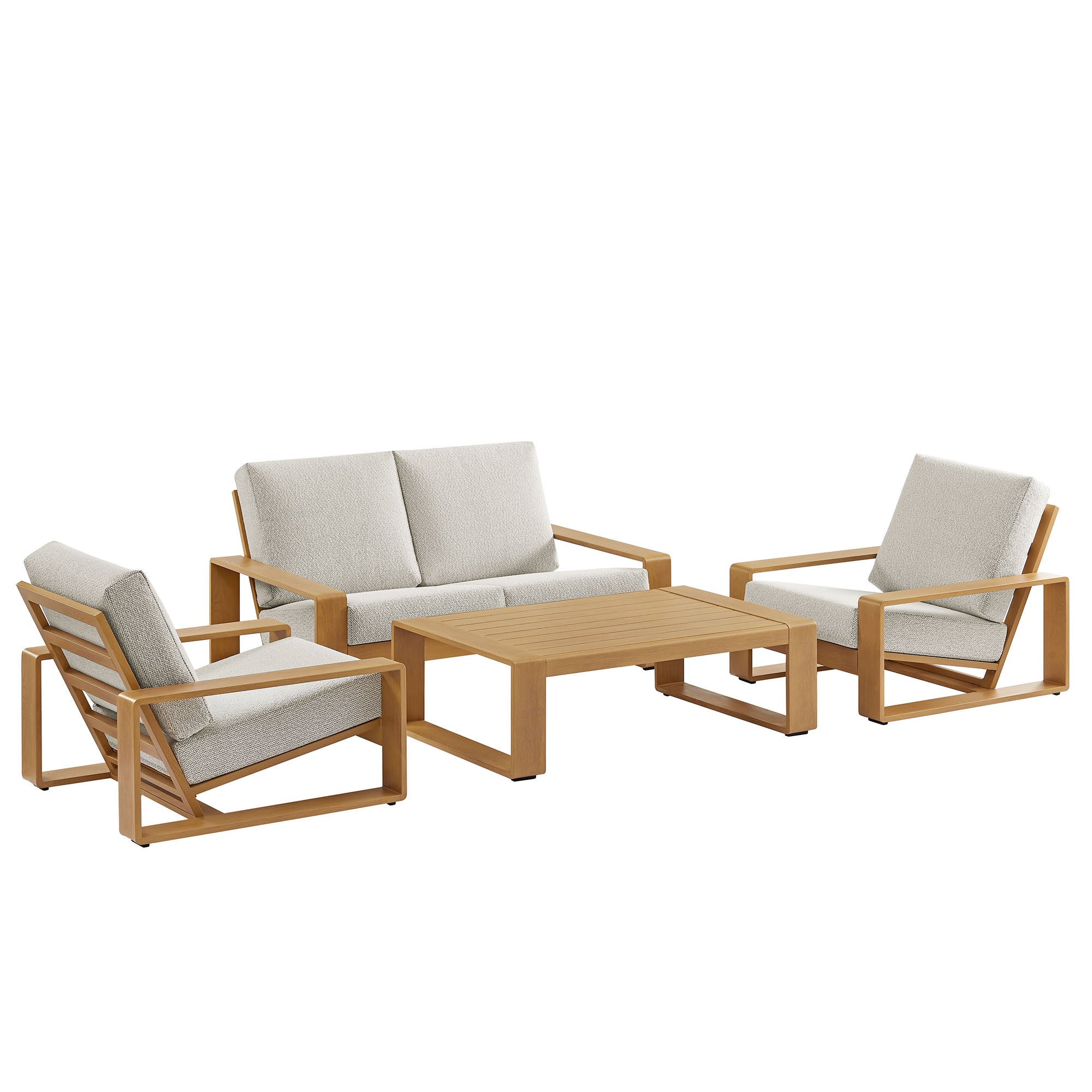 Lirienne 4-Piece Outdoor Patio Aluminum Faux Wood Furniture Set by Modway - Best Buy Furniture