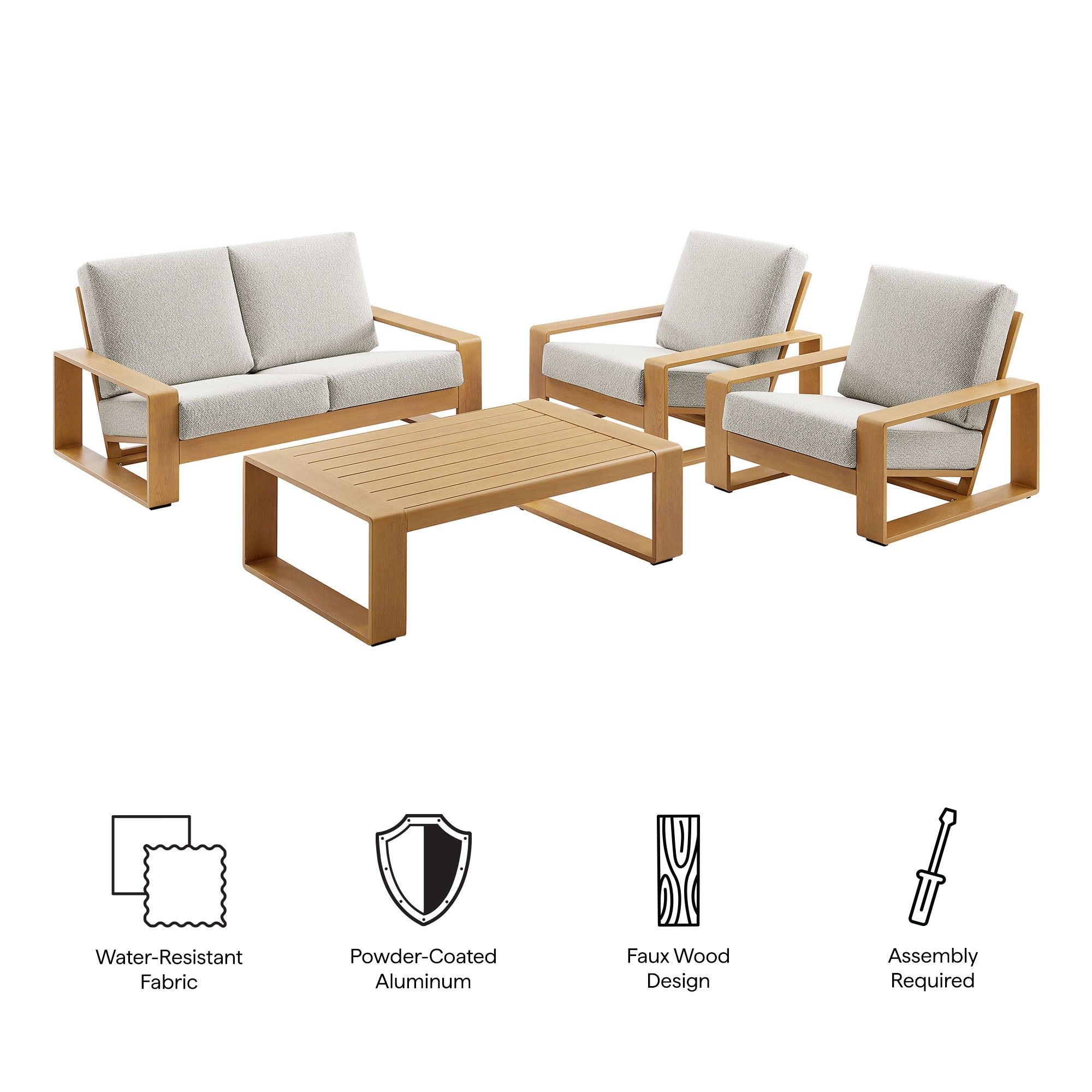 Lirienne 4-Piece Outdoor Patio Aluminum Faux Wood Furniture Set by Modway - Best Buy Furniture