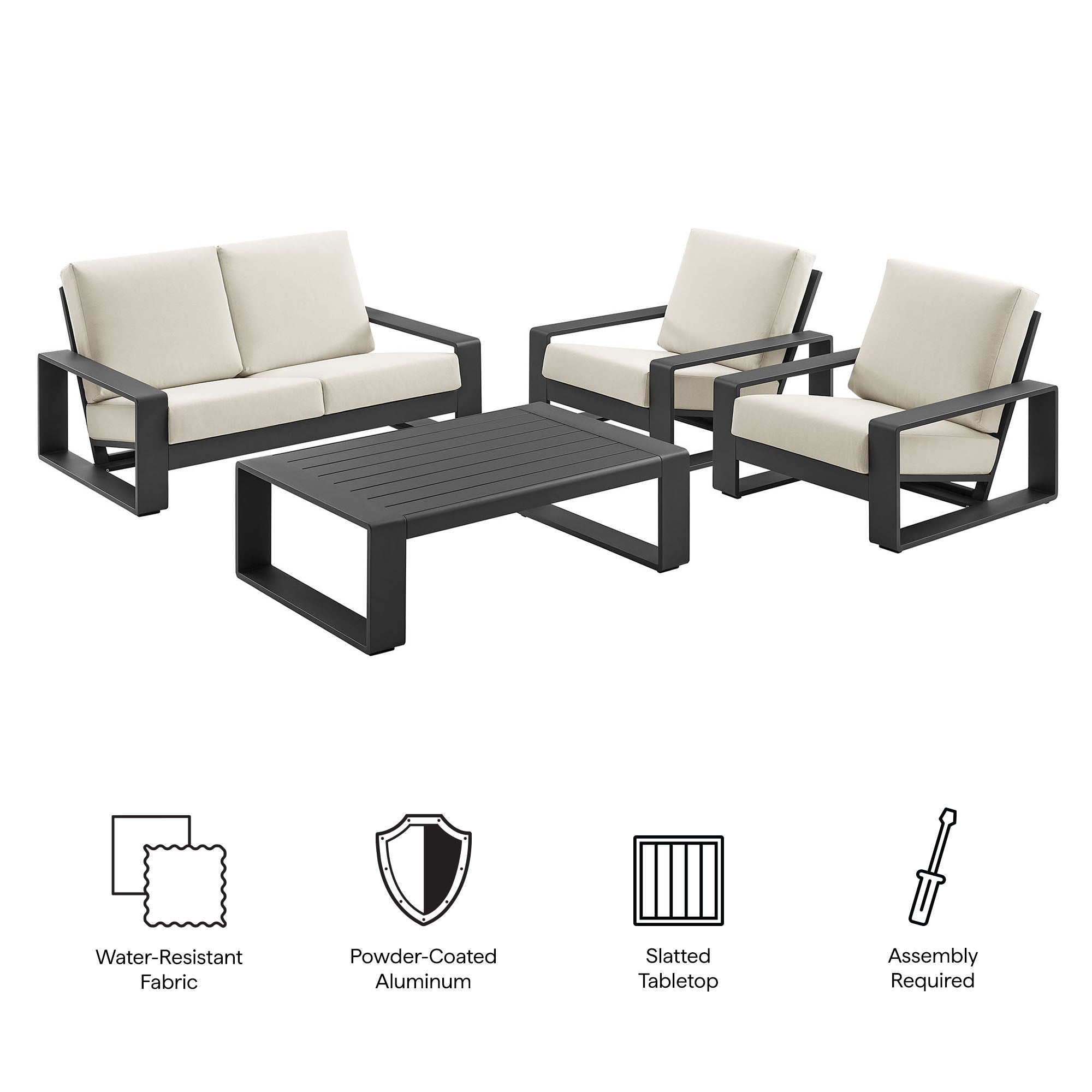 Lirienne 4-Piece Outdoor Patio Aluminum Furniture Set by Modway - Best Buy Furniture
