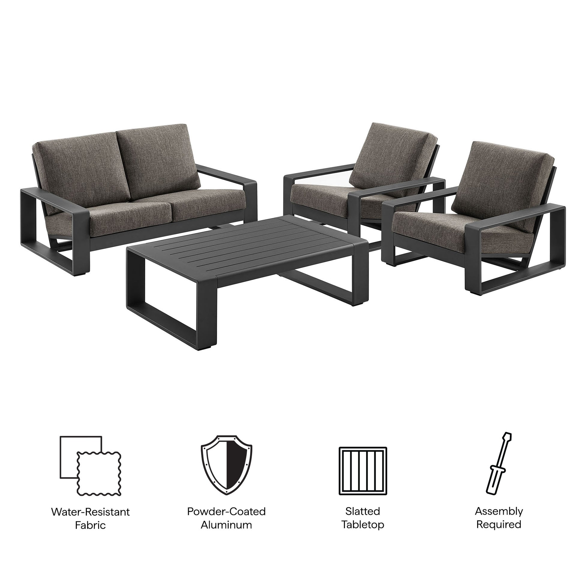 Lirienne 4-Piece Outdoor Patio Aluminum Furniture Set by Modway - Best Buy Furniture