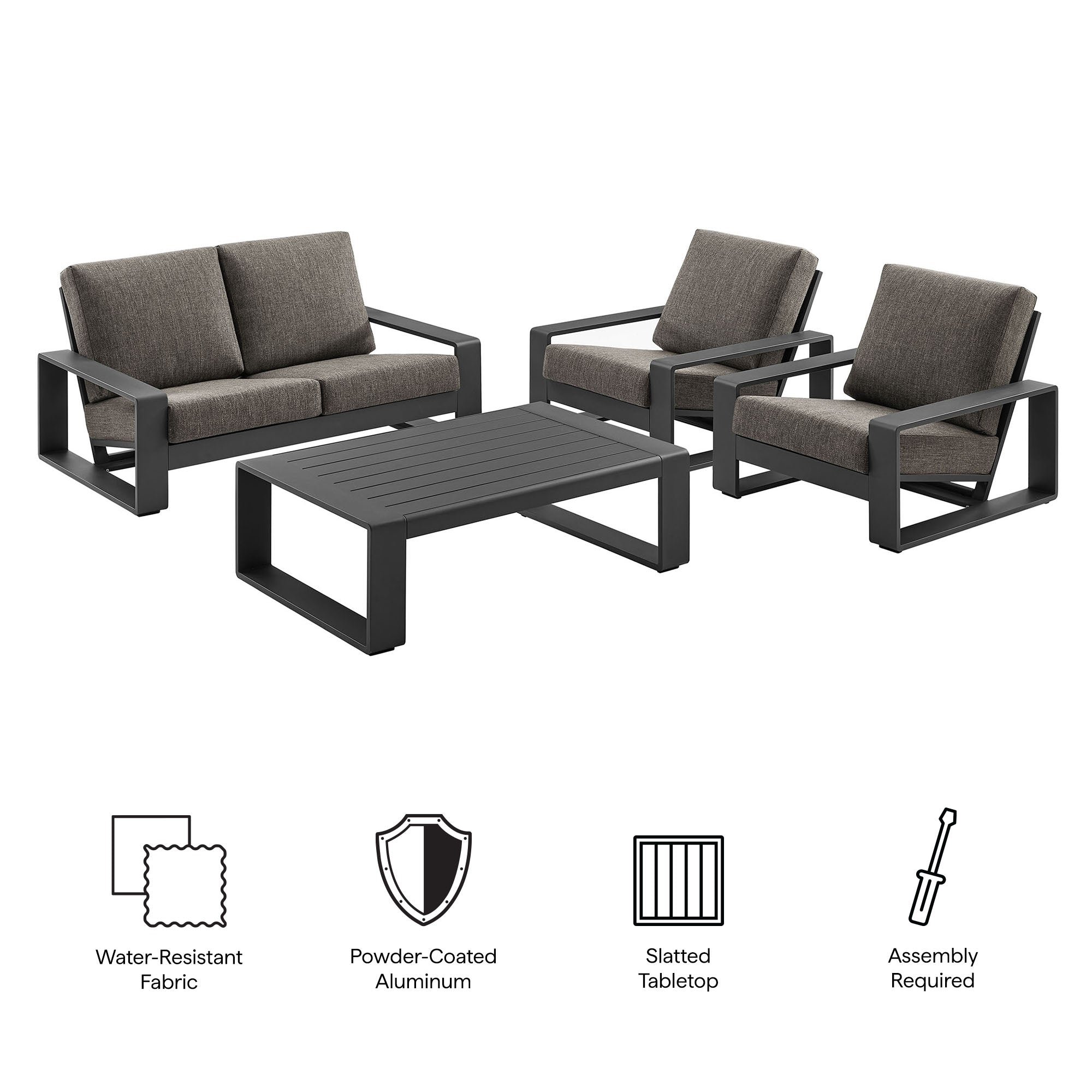 Lirienne 4-Piece Outdoor Patio Aluminum Furniture Set by Modway - Best Buy Furniture