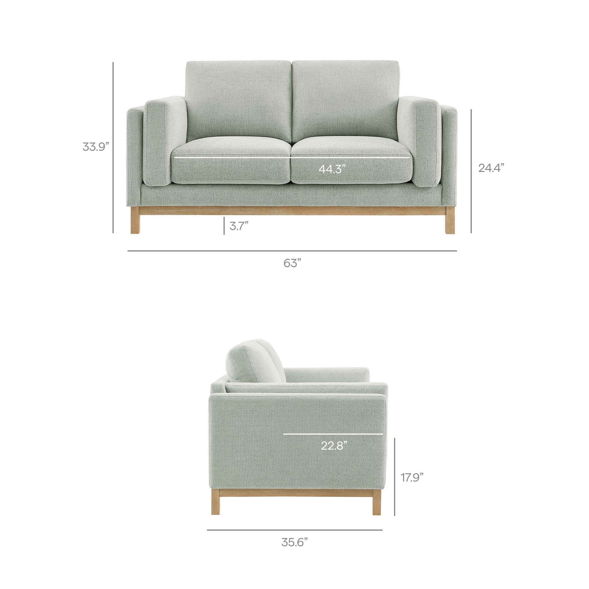 Roscoe 63 inch Fabric Loveseat by Modway - Best Buy Furniture