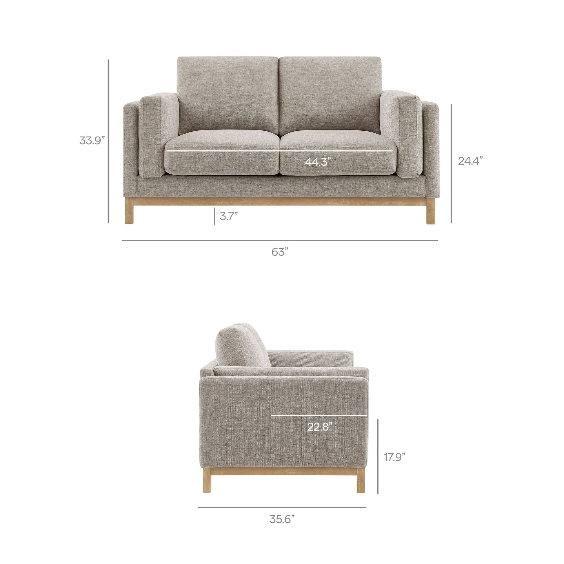 Roscoe 63 inch Fabric Loveseat by Modway - Best Buy Furniture