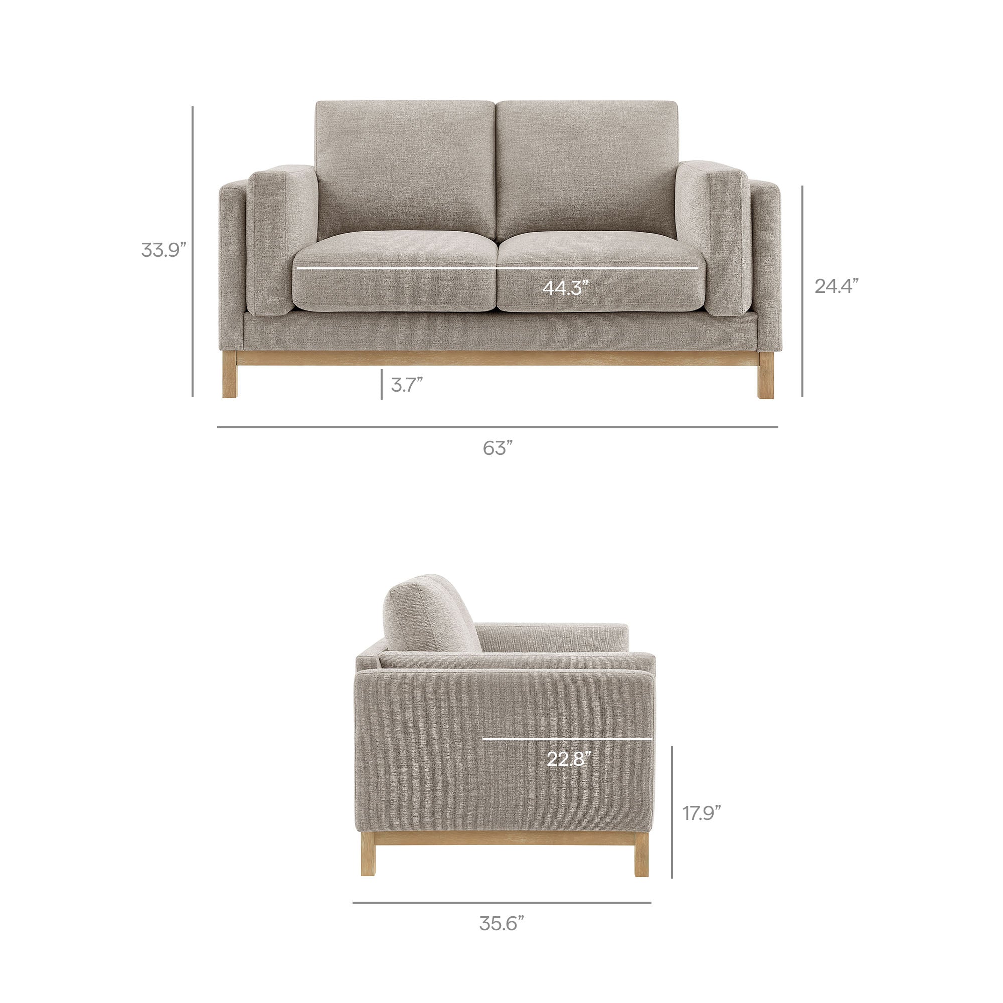 Roscoe 63 inch Fabric Loveseat by Modway - Best Buy Furniture