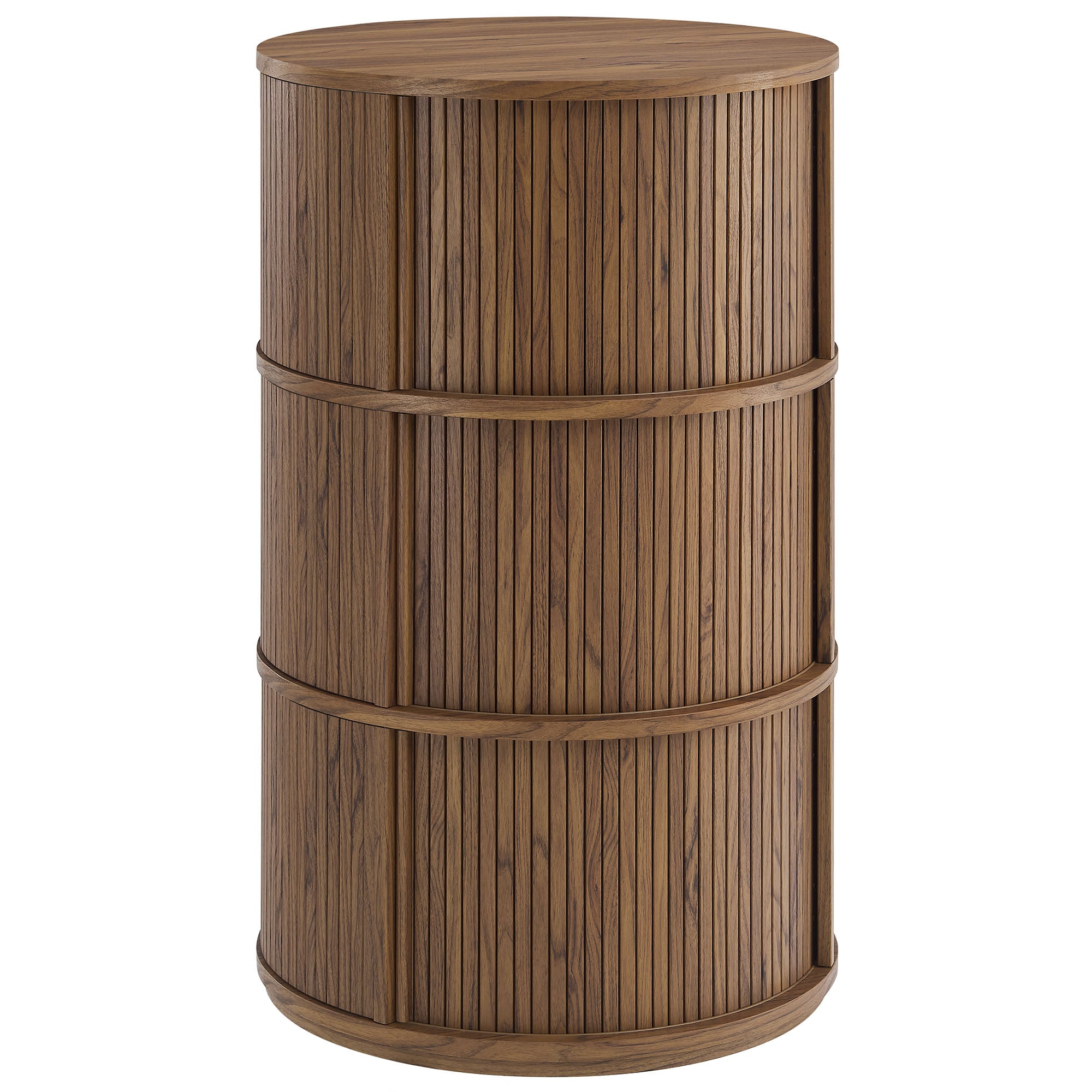Clement Round Pedestal Stand Storage Table With Sliding Tambour Doors by Modway