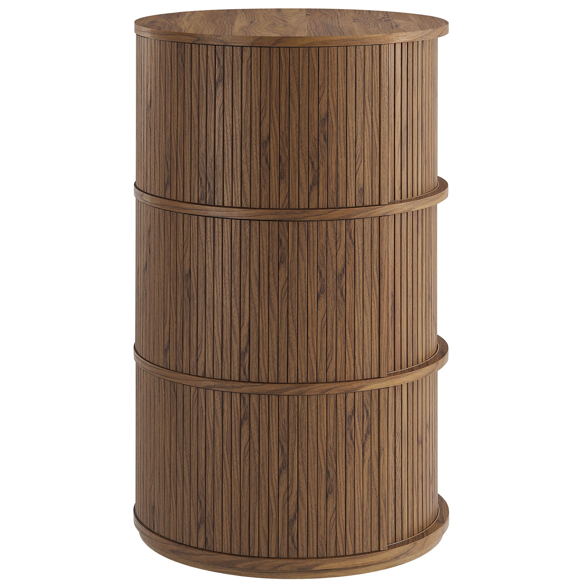 Clement Round Pedestal Stand Storage Table With Sliding Tambour Doors by Modway