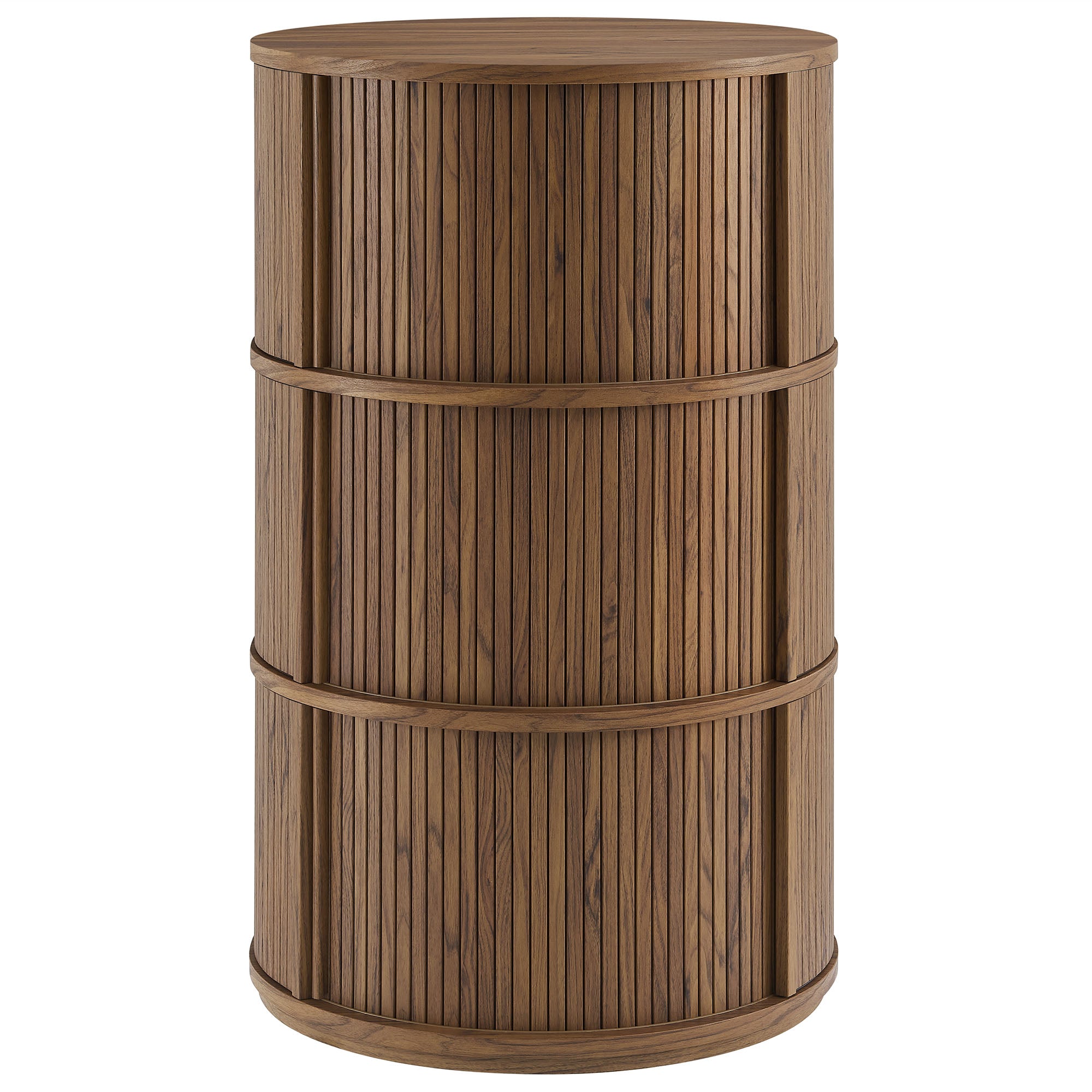 Clement Round Pedestal Stand Storage Table With Sliding Tambour Doors by Modway