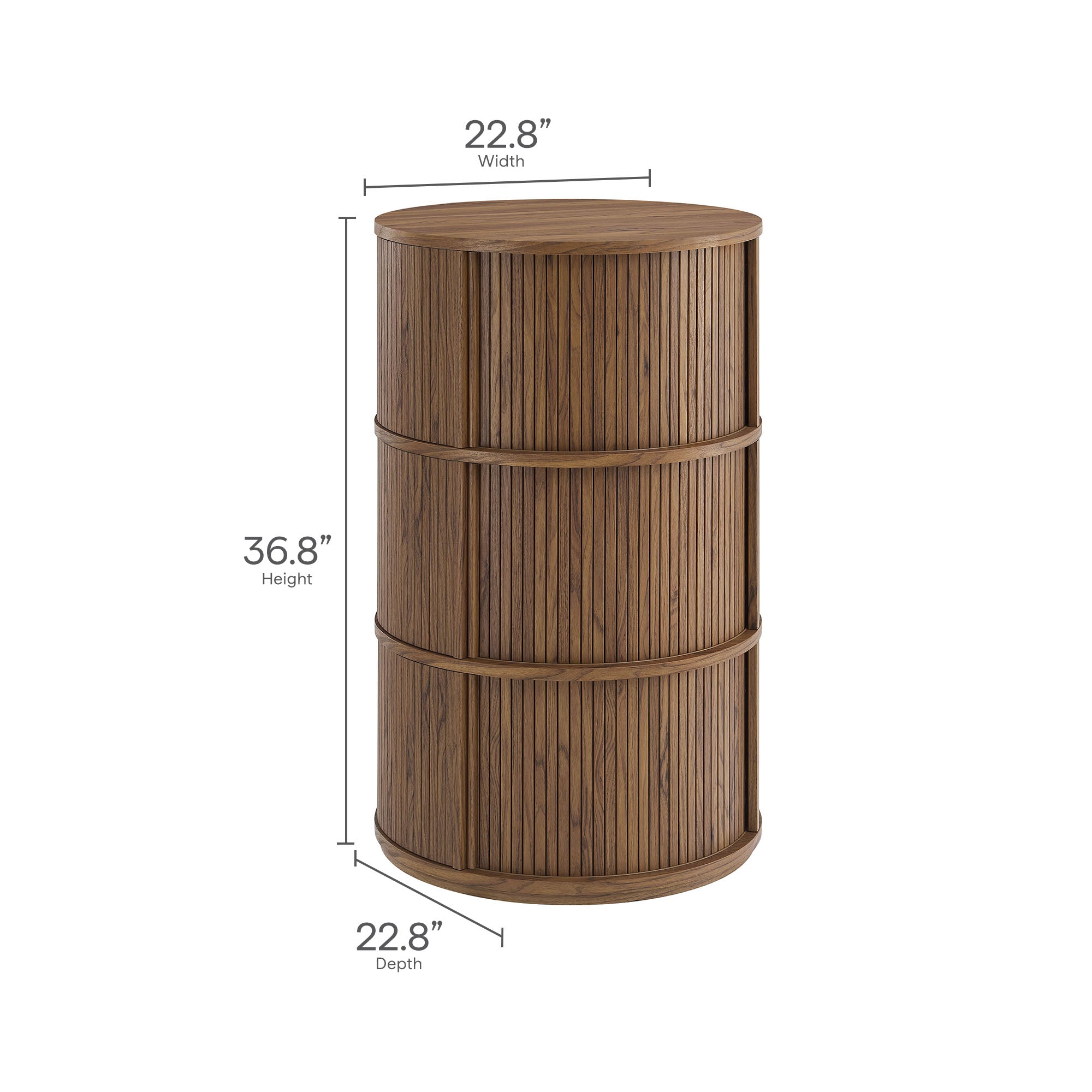 Clement Round Pedestal Stand Storage Table With Sliding Tambour Doors by Modway