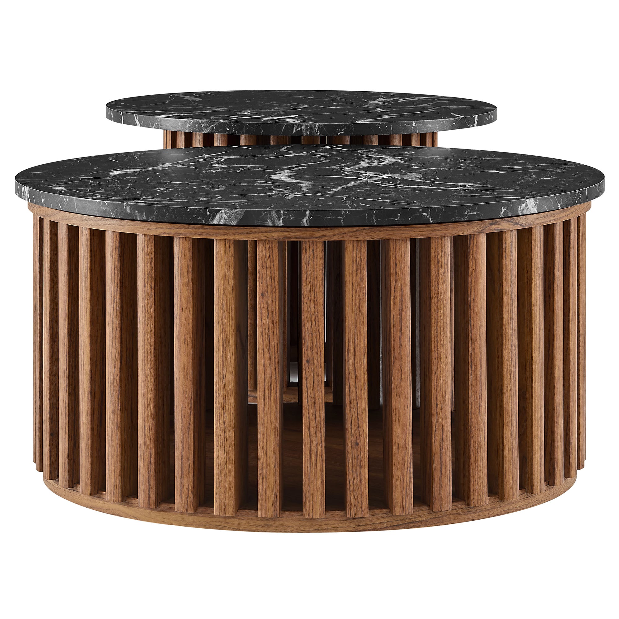 Fortitude Round Faux Marble Top Nesting Coffee Table Set by Modway