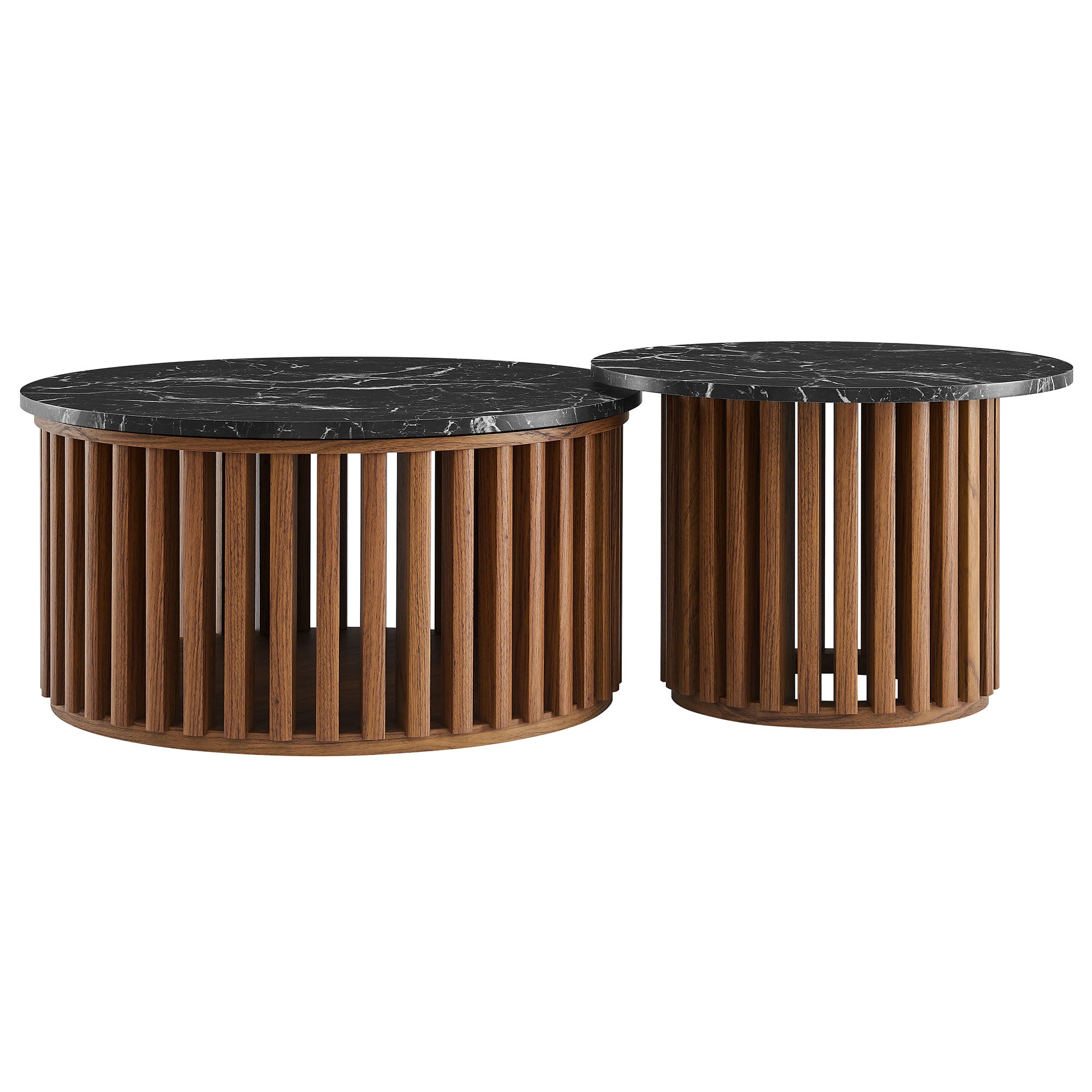 Fortitude Round Faux Marble Top Nesting Coffee Table Set by Modway