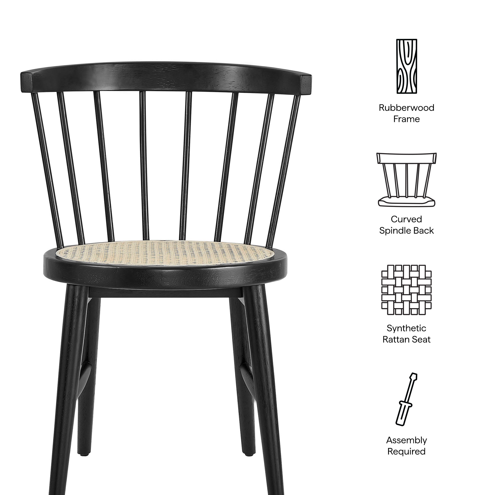 Lykke Curved Spindle Back Dining Chairs Set of 2 by Modway