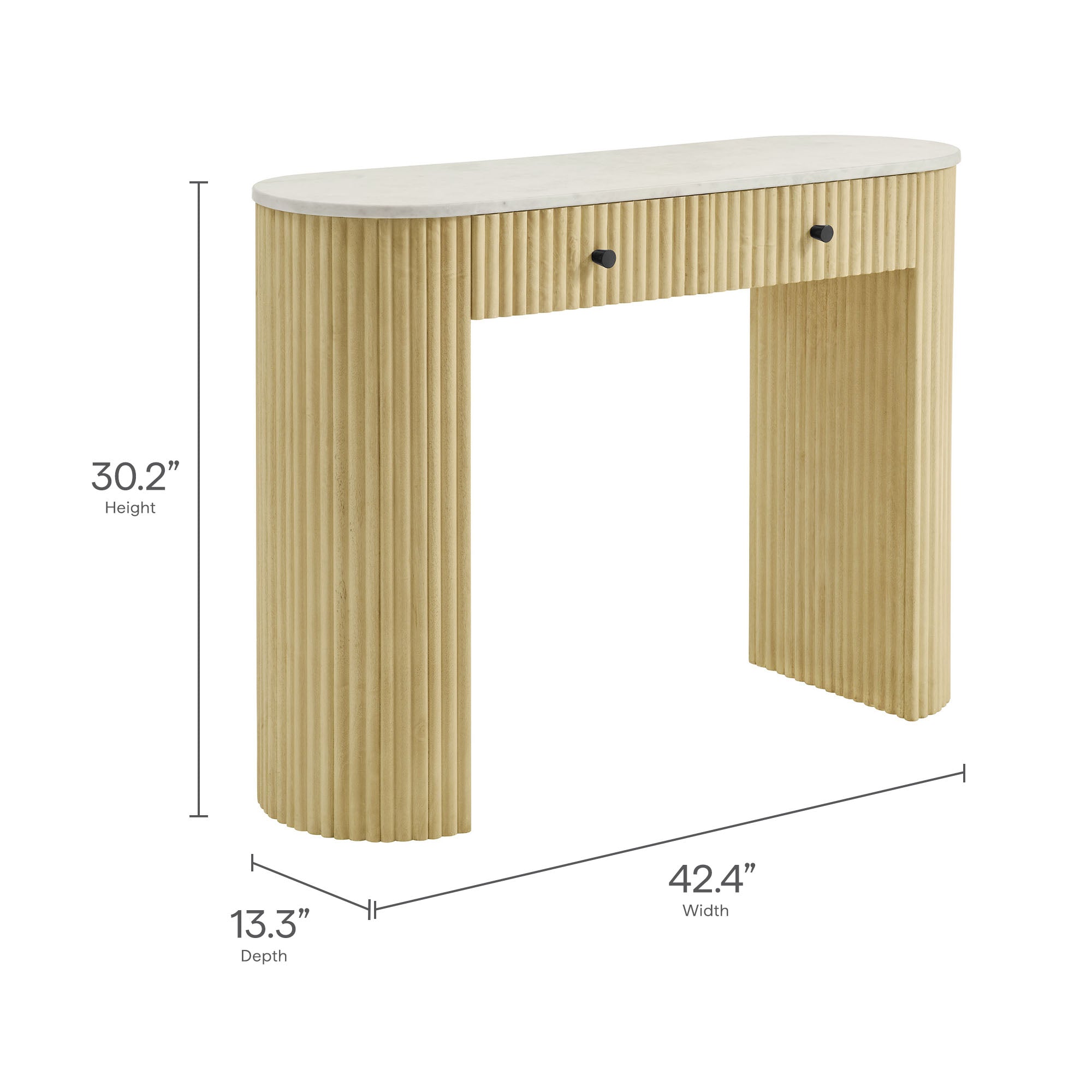 Caldera 42" Curved Solid Wood and Marble Console Table by Modway