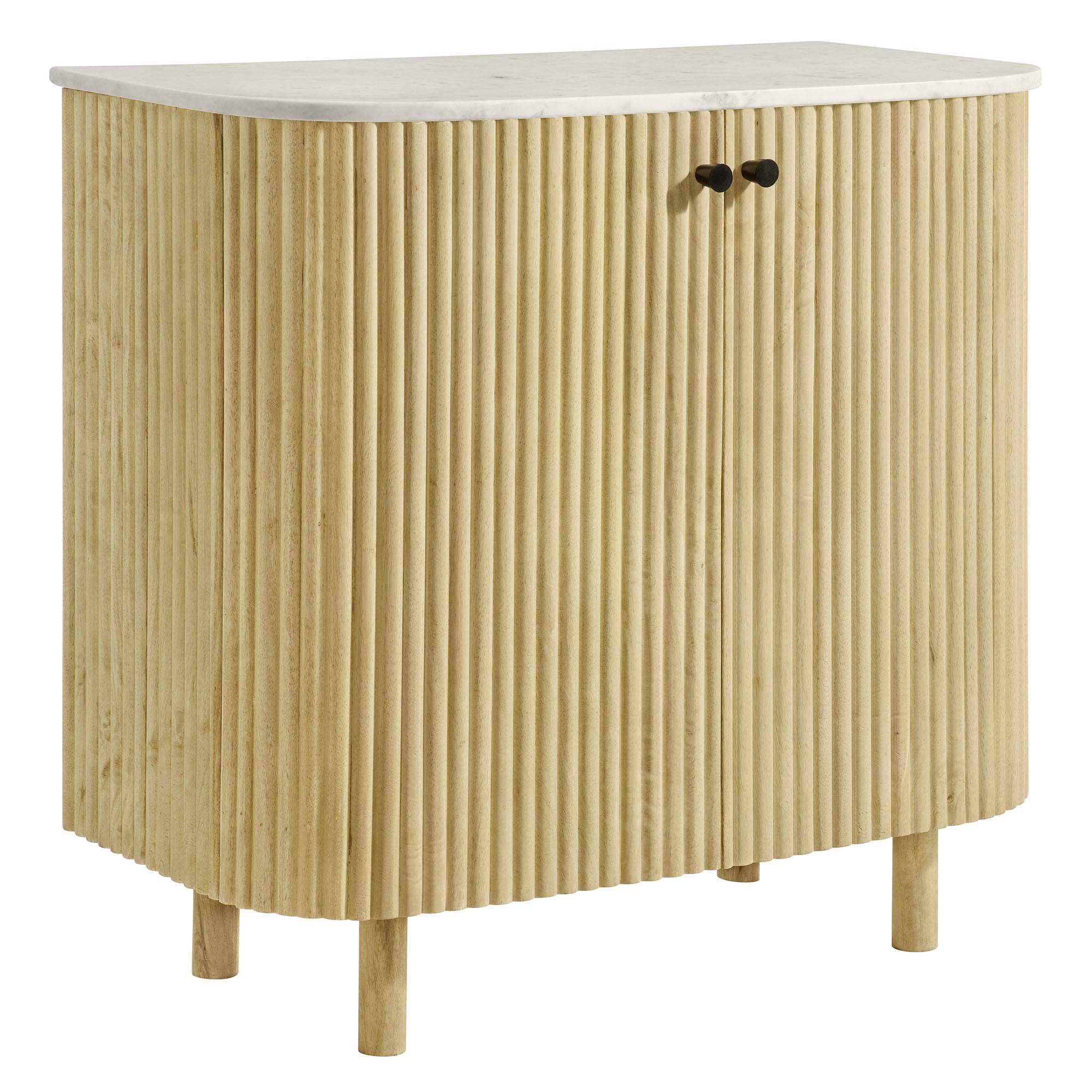 Caldera 33" Curved Solid Wood and Marble Accent Storage Cabinet by Modway